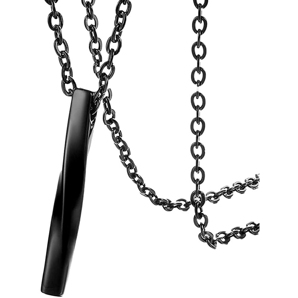 Yellow Chimes Pendant for Men Black Men Pendant Stainless Steel Bar Style With High Polished Chain Pendant for Men and Boys.