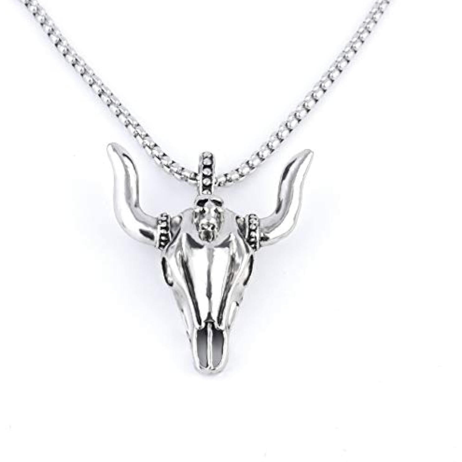 Yellow Chimes Pendant for Men and Boys Silver Pendants For Men | Silver Toned Stainless Steel Bull Head Skull Pendant Chain for Men | Birthday Gift for Men and Boys Anniversary Gift for Husband