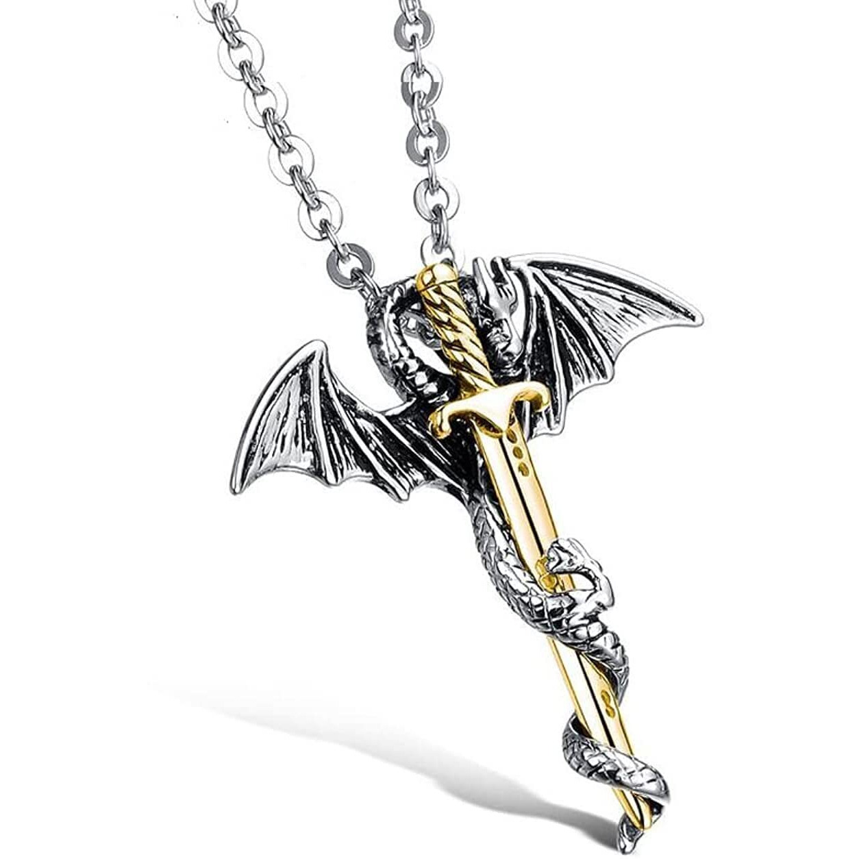 Yellow Chimes Pendant for Men and Boys Silver Pendants For Men | Stainless Steel Black Pendant Chain for Men | Birthday Gift for Men and Boys Anniversary Gift for Husband (Gold Silver 3)