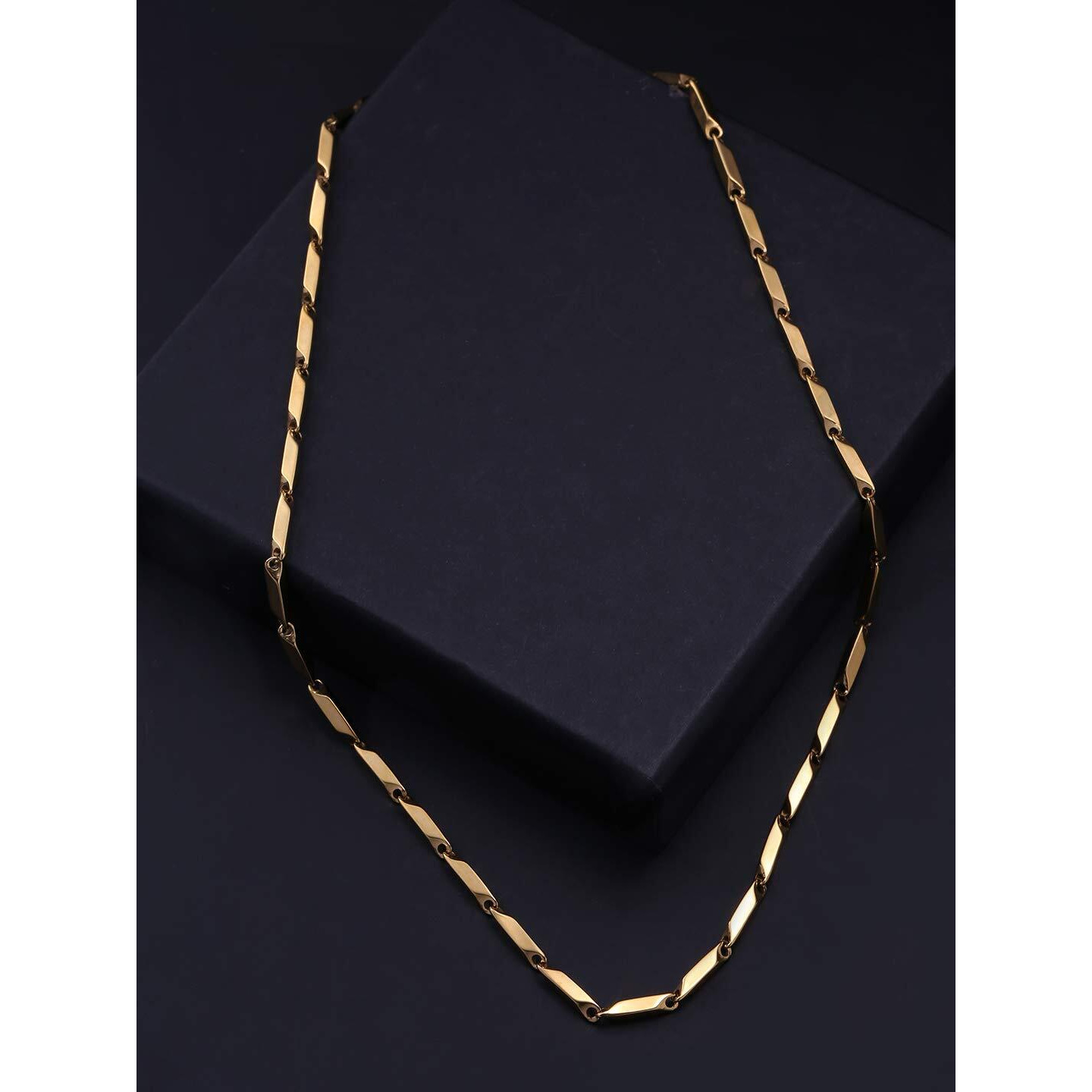 Yellow Chimes Chain for Men and Boys Gold Chain Men Rice Neck Chain for Men Gold Plated | Stainless Steel Chains for Men | Birthday Gift for Men & Boys Anniversary Gift for Husband