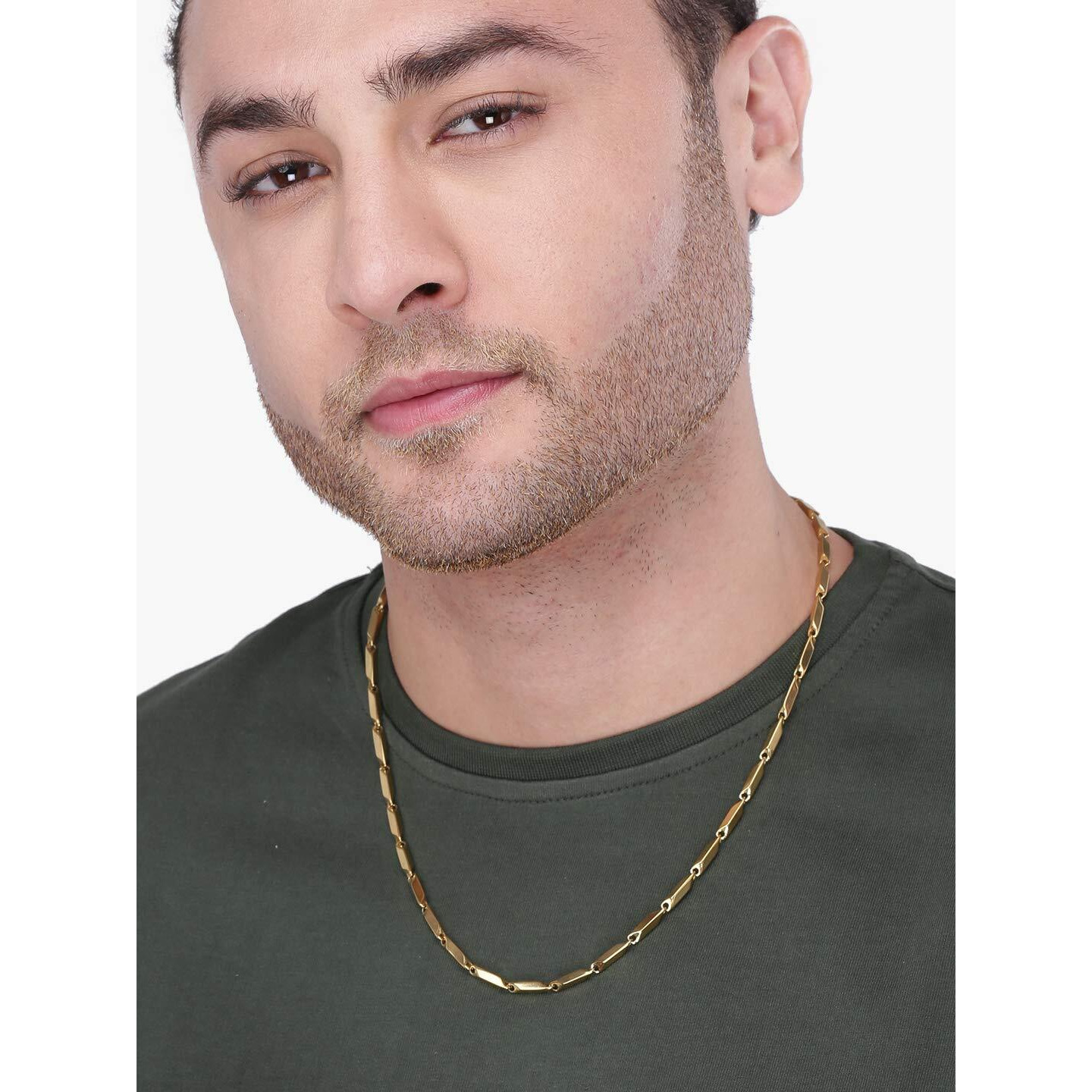 Yellow Chimes Chain for Men and Boys Gold Chain Men Rice Neck Chain for Men Gold Plated | Stainless Steel Chains for Men | Birthday Gift for Men & Boys Anniversary Gift for Husband