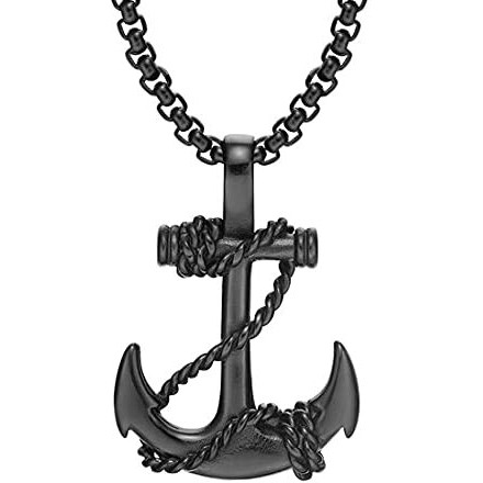 Yellow Chimes Pendant for Men and Boys Black Pendants For Men | Stainless Steel Sailor Anchor Charm Pendant Chain for Men | Birthday Gift for Men & Boys Anniversary Gift for Husband