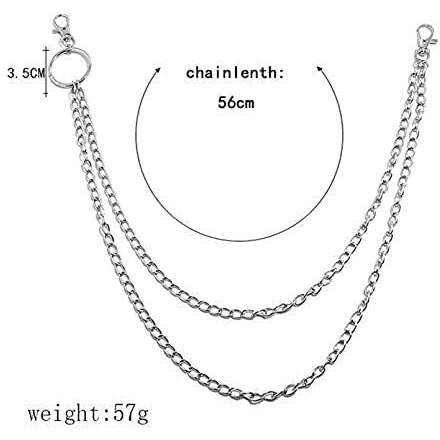 Yellow Chimes Jeans Chain for Men Dual Layer Silver Jeans Chain For Women Stainless Steel Multilayer Jeans Chain for Men and Women.