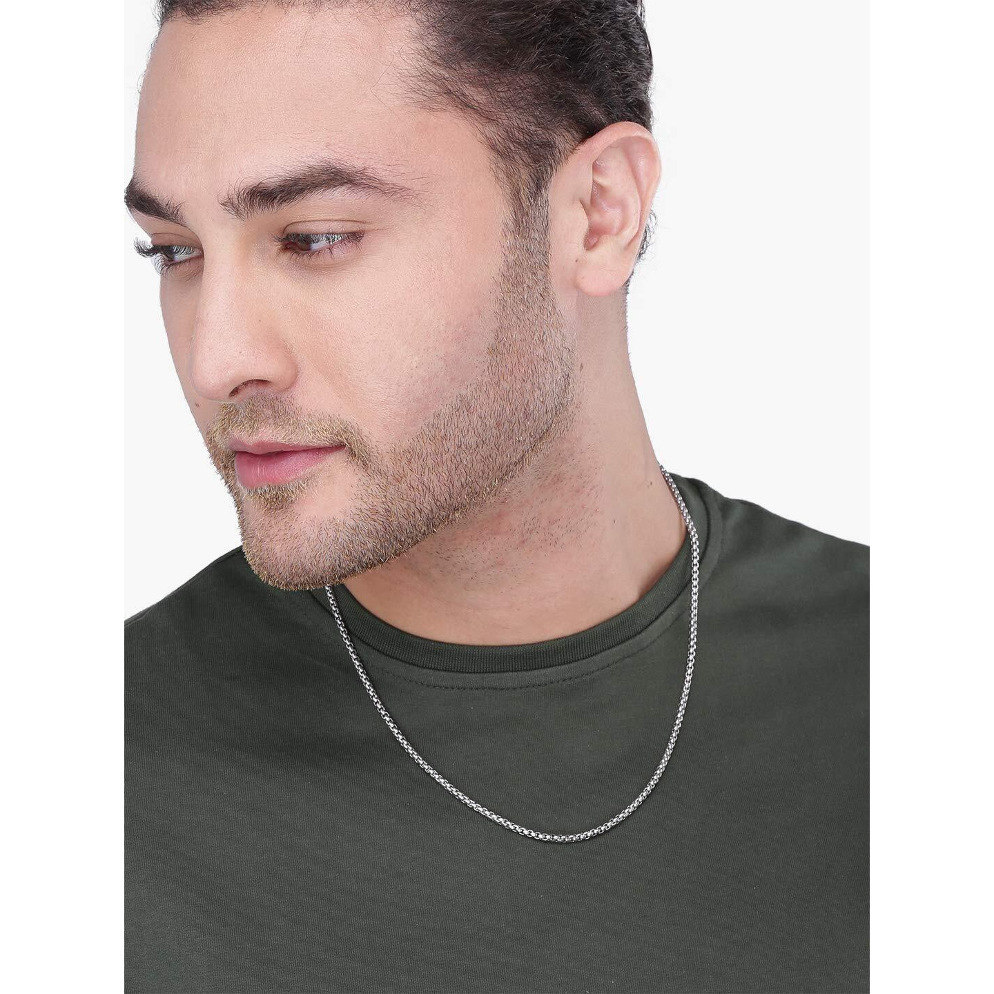 Yellow Chimes Chain for Men and Boys Silver Chain Men Box Neck Chain for Men | Stainless Steel Chains for Men | Birthday Gift for Men and Boys Anniversary Gift for Husband