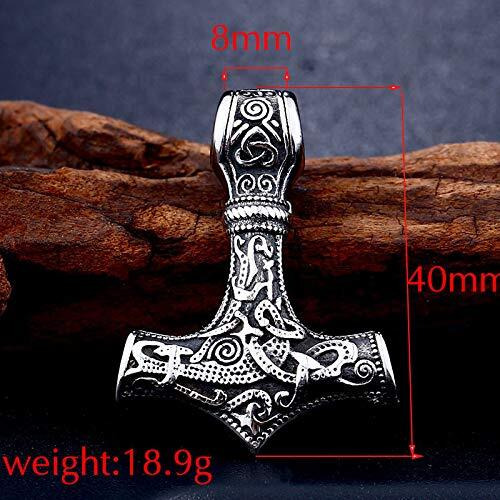 Yellow Chimes Pendant for Men Silver Men Pendant Thors Hammer Mjolnir Braided Black Leather Rope Silver Pendant Necklace for Men and Boys.