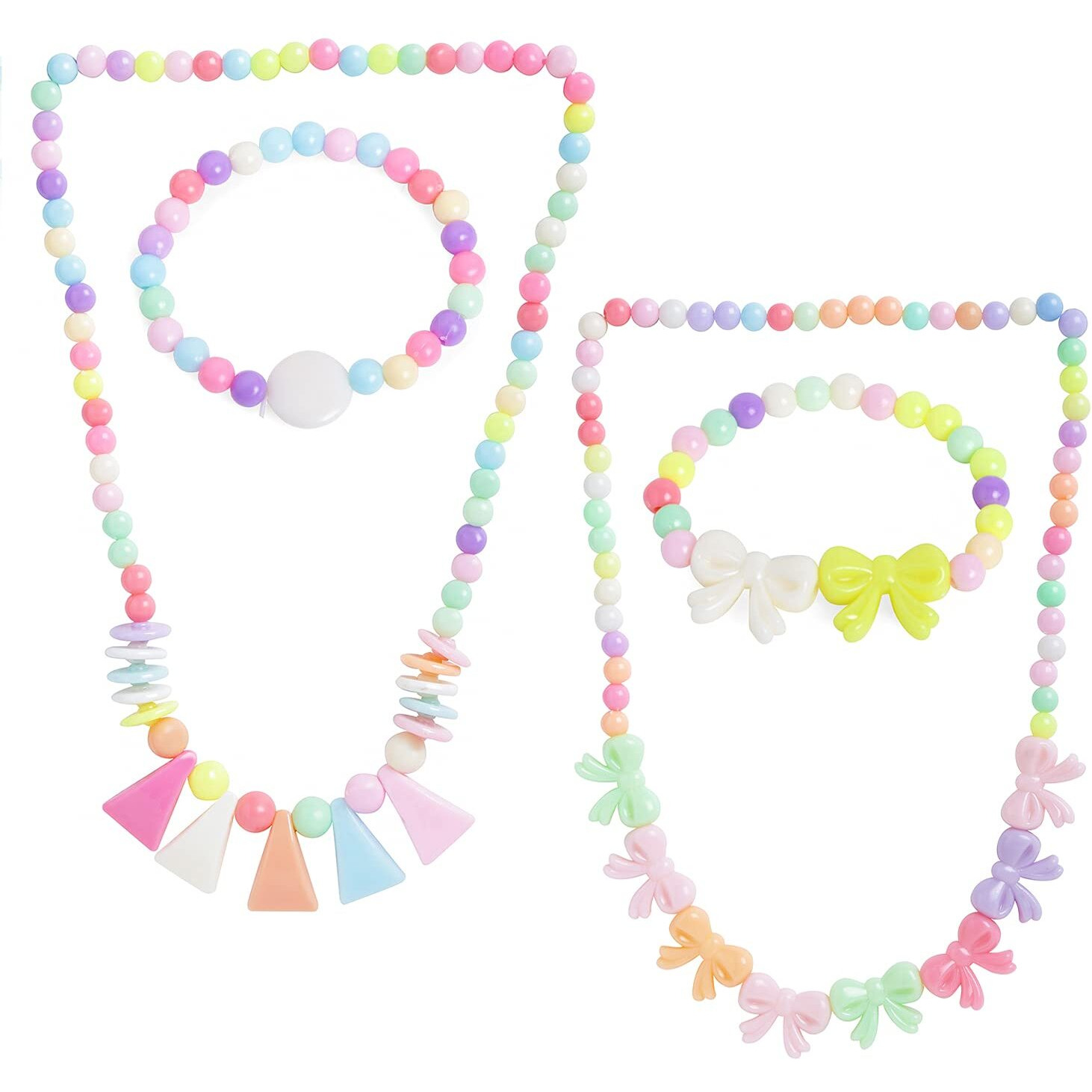 Melbees by Yellow Chimes Jewellery Set for Girls Lovely Combo of 2 Pairs Colorful Resin Beads Pendant Bracelet Set Kids Jewellery Set for Girls