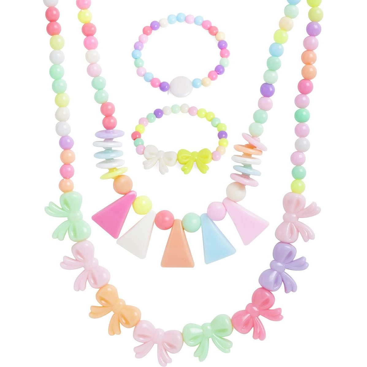 Melbees by Yellow Chimes Jewellery Set for Girls Lovely Combo of 2 Pairs Colorful Resin Beads Pendant Bracelet Set Kids Jewellery Set for Girls