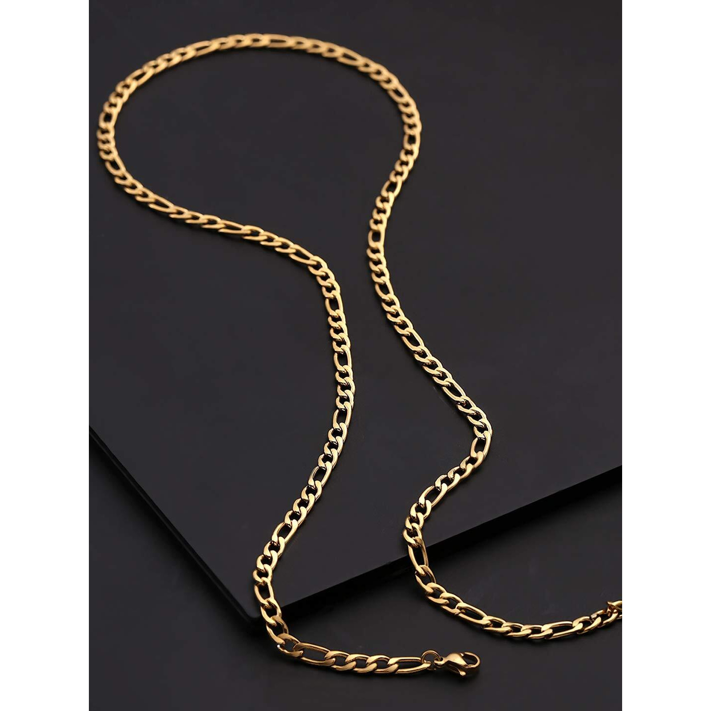 Yellow Chimes Chain for Men and Boys Gold Figaro Neck Chain for Men | Stainless Steel Chains for Men | Birthday Gift for Men and Boys Anniversary Gift for Husband