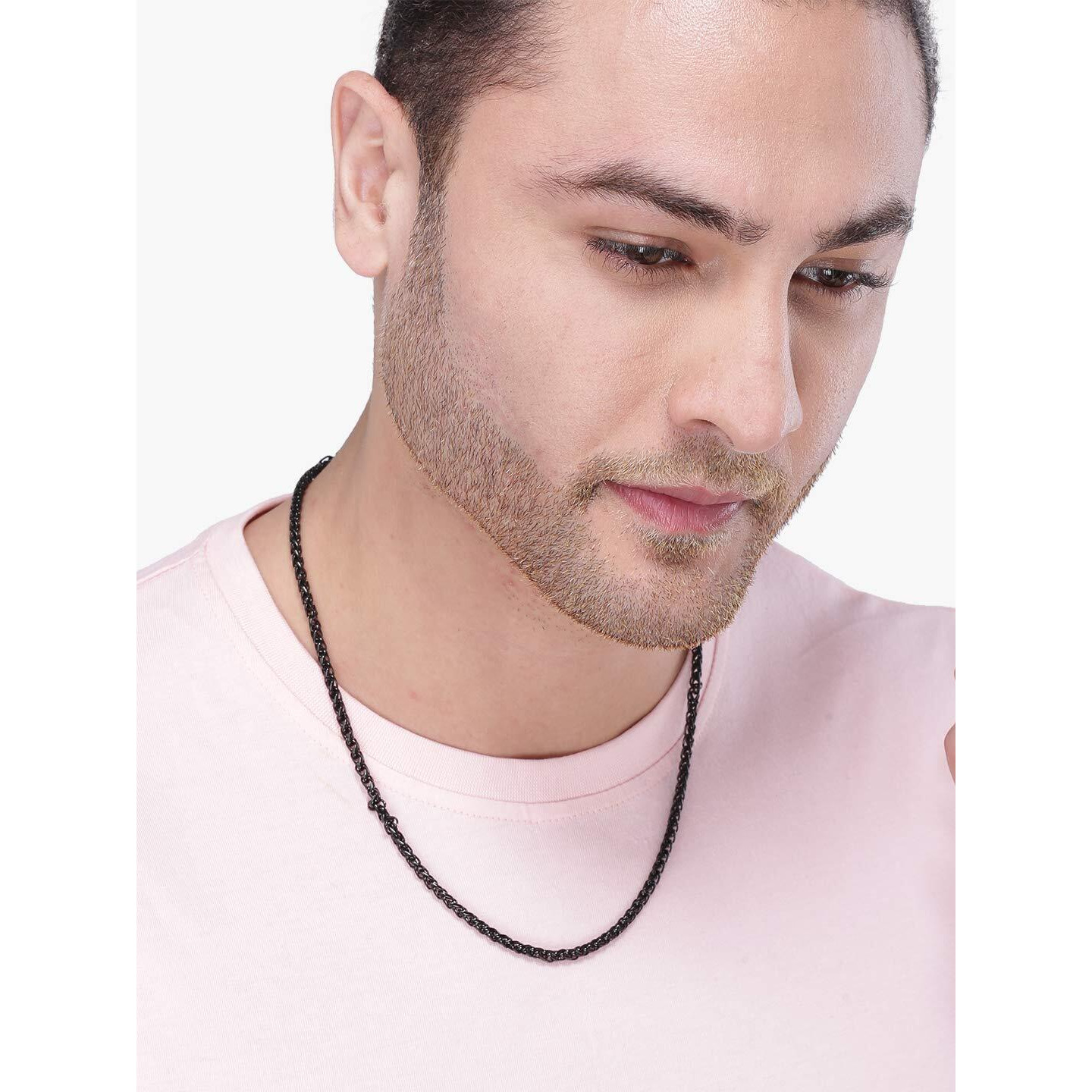 Yellow Chimes Chain for Men and Boys Black Chain Interlinked Neck Chain | Stainless Steel Chains for Men | Accessories Jewellery for Men | Birthday Gift for Men & Boys Anniversary Gift for Husband