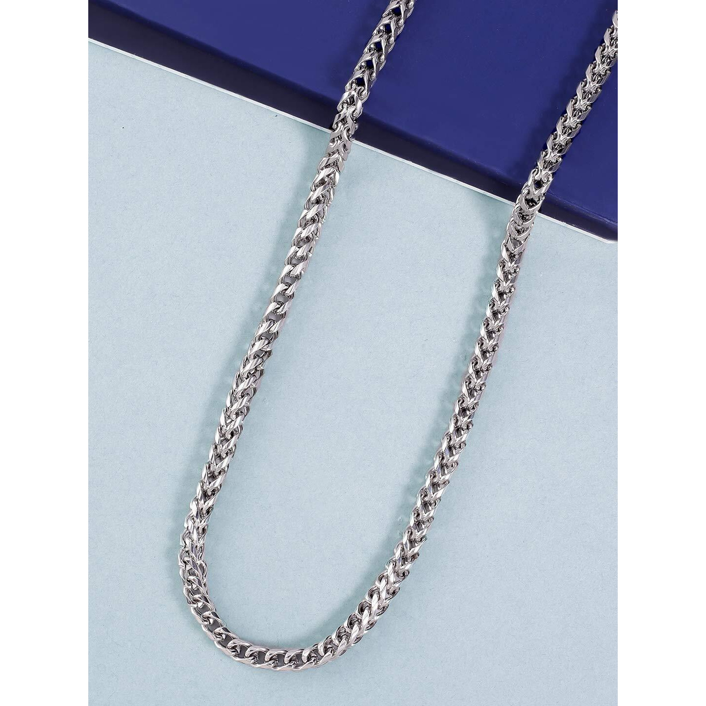 Yellow Chimes Chain for Men and Boys Silver Chain Men Crub Neck Chain for Men | Stainless Steel Chains for Men | Birthday Gift for Men & Boys Anniversary Gift for Husband