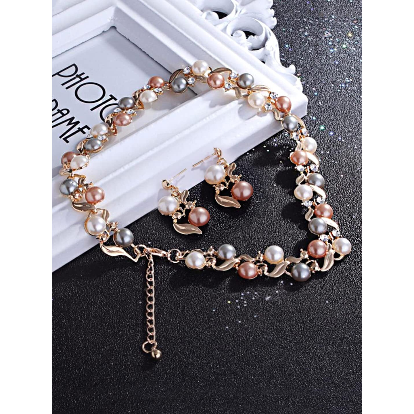 Yellow Chimes Jewellery Set for Women and Girls Fashion Pearl Necklace Set for Women Multicolor Pearl Set | Gold Plated Pearl Necklace Set | Birthday Gift for girls and women Anniversary Gift for Wife