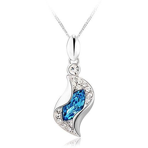 Yellow Chimes Pendant Set for Women and Girls A5 High Grade Blue Crystal Pendant Set Silver Tone Dew Drops Pendant With Earrings Set for Girls | Birthday Anniversary Gift for Wife
