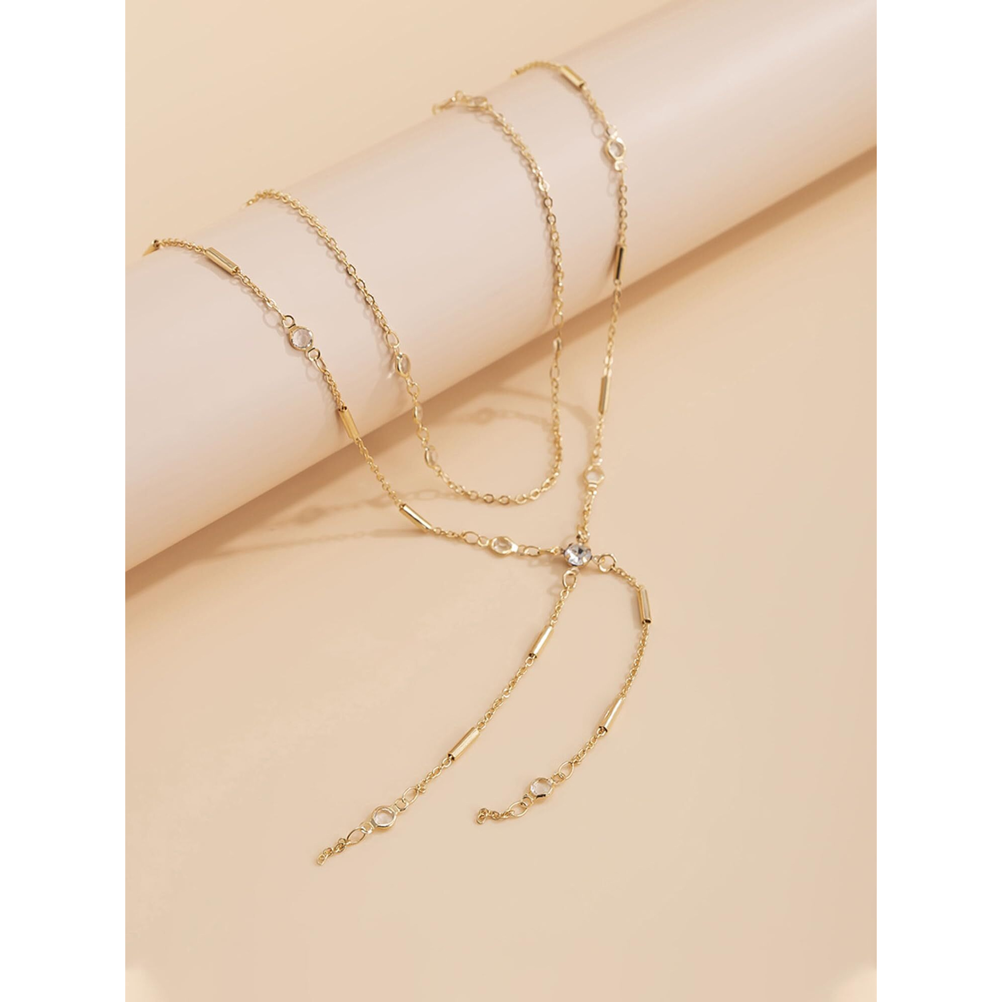 Yellow Chimes Waist Chain for Women Pearl studded Three layerd Golden Waist Chain for Women and Girls