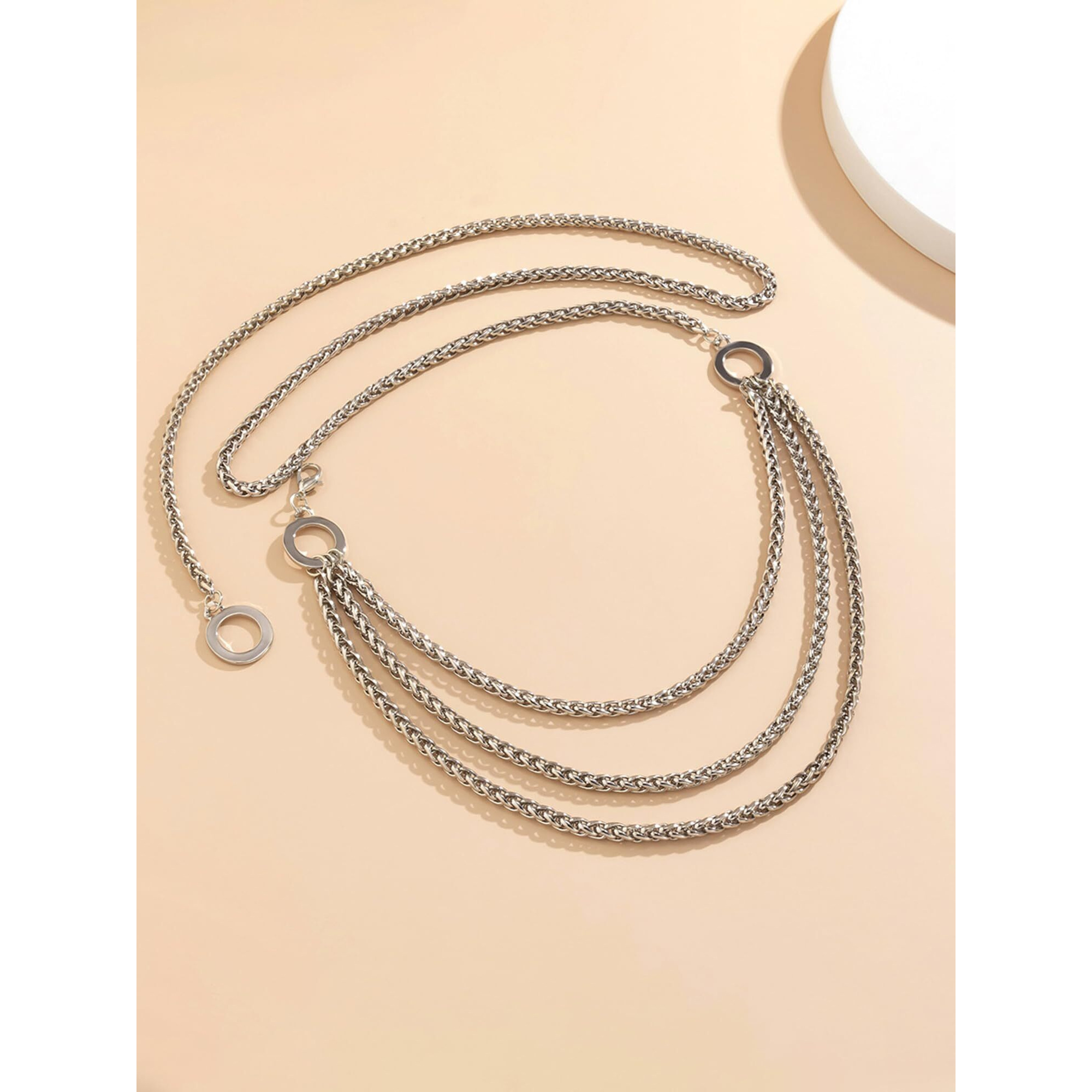 Yellow Chimes Waist Chain For Women Silver Plated Triple Layer Waist Chain For Women and Girls
