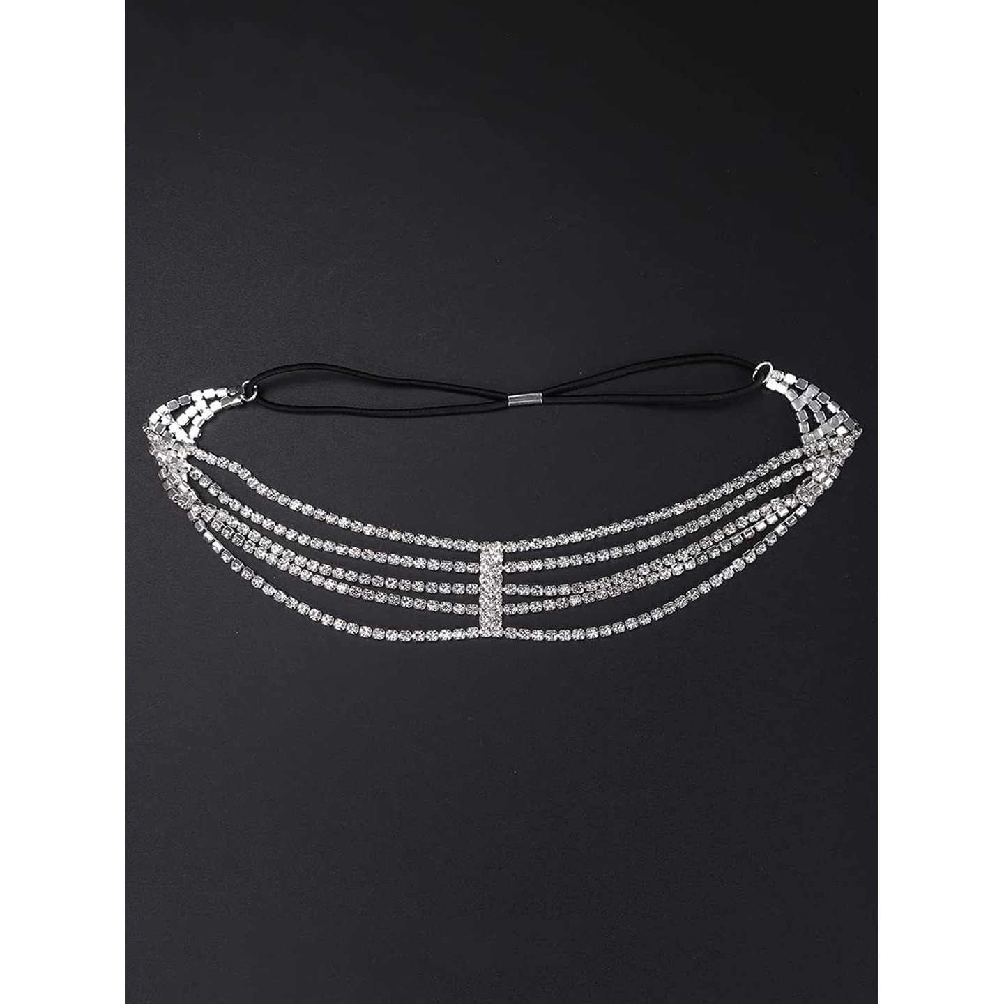 Yellow Chimes Head Chain For Women Vintage Crystal Studded Multilayered Headpeice Flapper Forehead Chain For Women and Girls