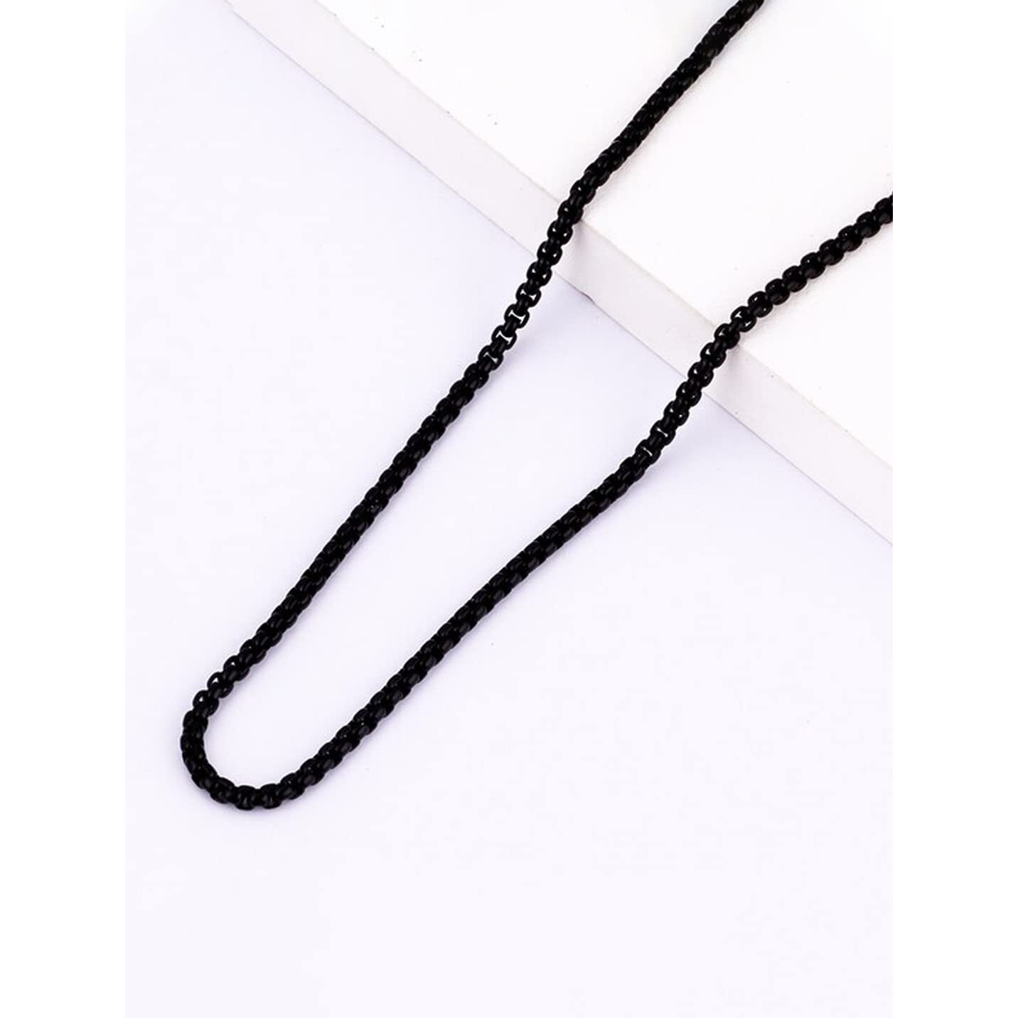 Yellow Chimes Chain for Men and Boys Black Neck Chain for Men | Stainless Steel Chains for Men | Birthday Gift for Men and Boys Anniversary Gift for Husband