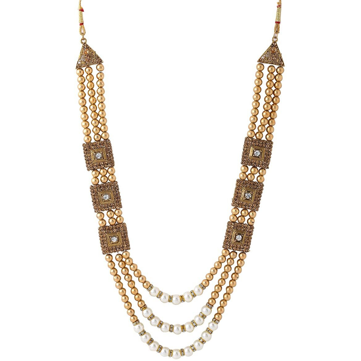 Yellow Chimes Dulahmala For Mens Golden Beads Pearl Necklace Jewellery for Groom Dulha Moti Mal Haar For Men Sherwani Necklace
