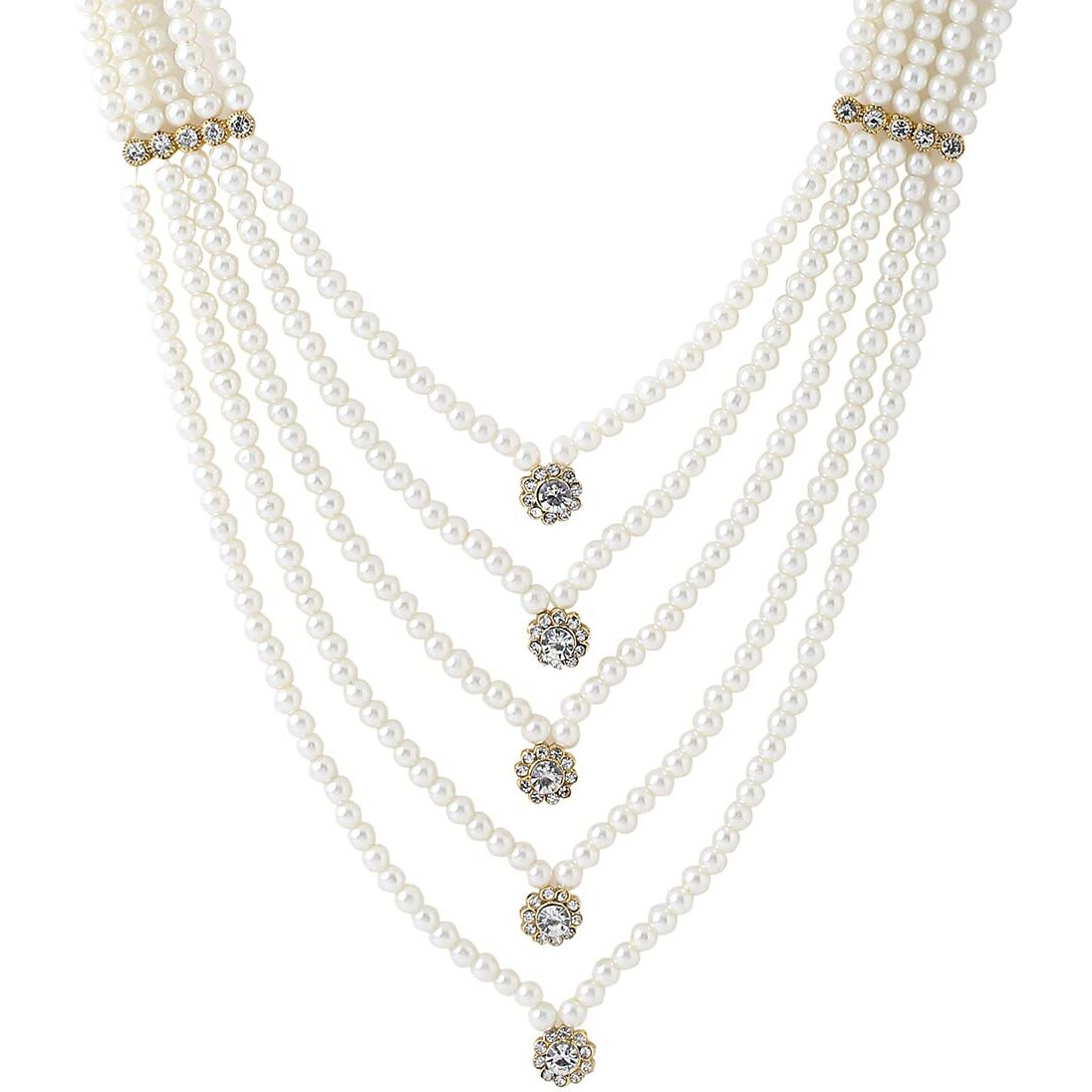 Yellow Chimes Dulahmala For Mens White Beads Pearl Necklace Jewellery for Groom Dulha Moti Mal Haar For Men Sherwani Necklace