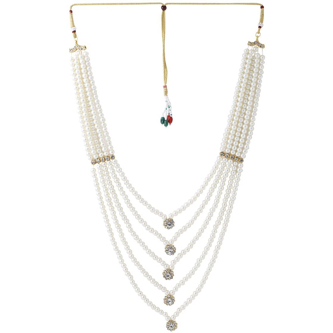Yellow Chimes Dulahmala For Mens White Beads Pearl Necklace Jewellery for Groom Dulha Moti Mal Haar For Men Sherwani Necklace