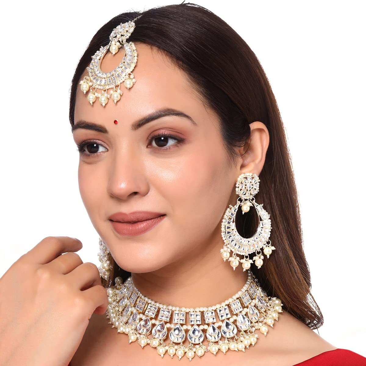 Yellow Chimes Ethnic Multilayer Pearl Beads Jewellery Set Traditional Choker Necklace Set for Women and Girls (Design 11)