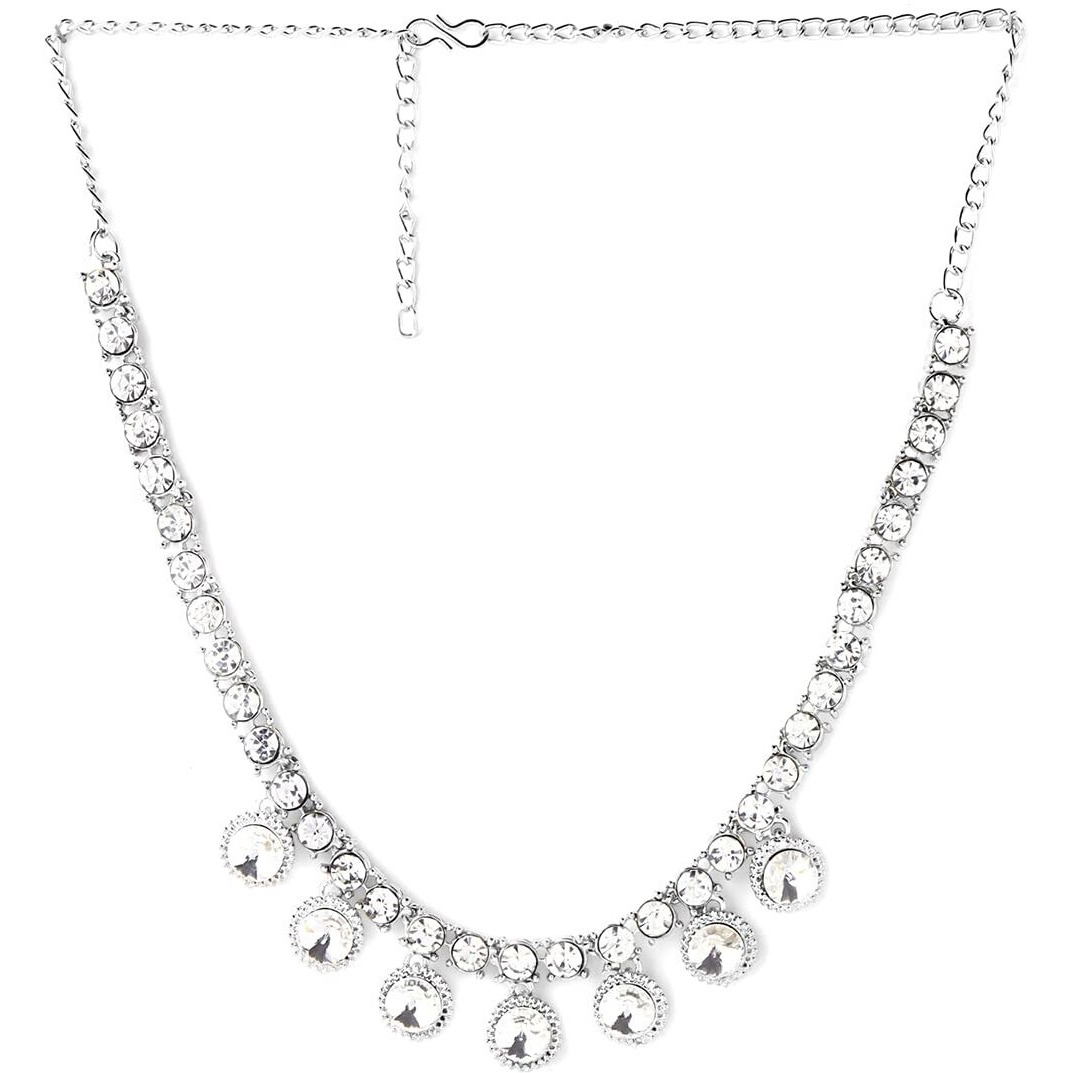 Yellow Chimes Jewellery Set for Women and Girls Crystal Bridal Jewellery Set for Wedding | White Stone Bridal Jewellery Set | Birthday Gifts For Women Valentine Gift for Girls