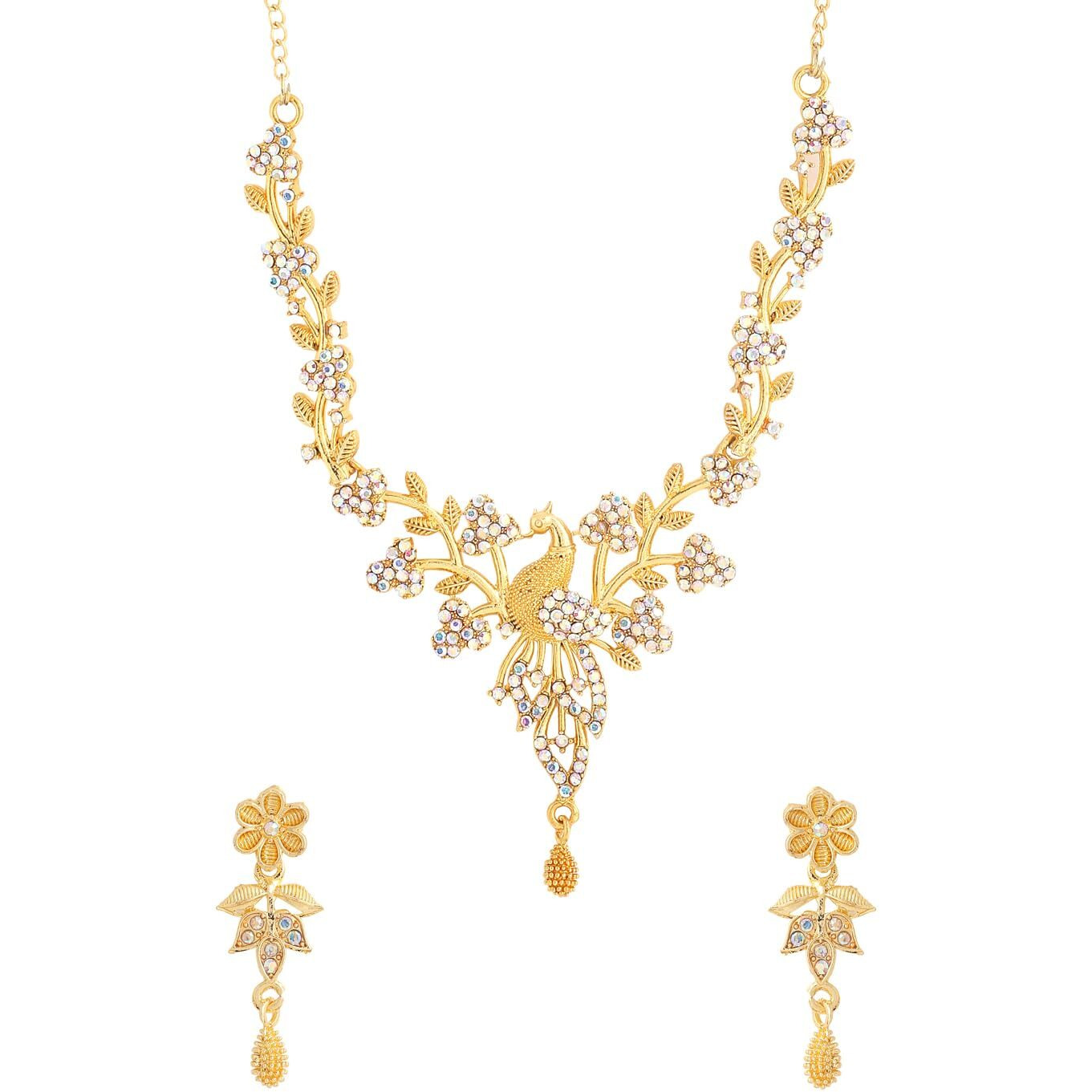 Yellow Chimes Jewellery Set for Women and Girls Crystal Bridal Jewellery Set for Wedding | Bridal Jewellery Set | Birthday Gift for girls and women Anniversary Gift for Wife (Design 7)