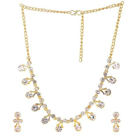 Gehena By Estele Gold Plated Splendid Necklace Set With Glowing Crystals For Girls and Women