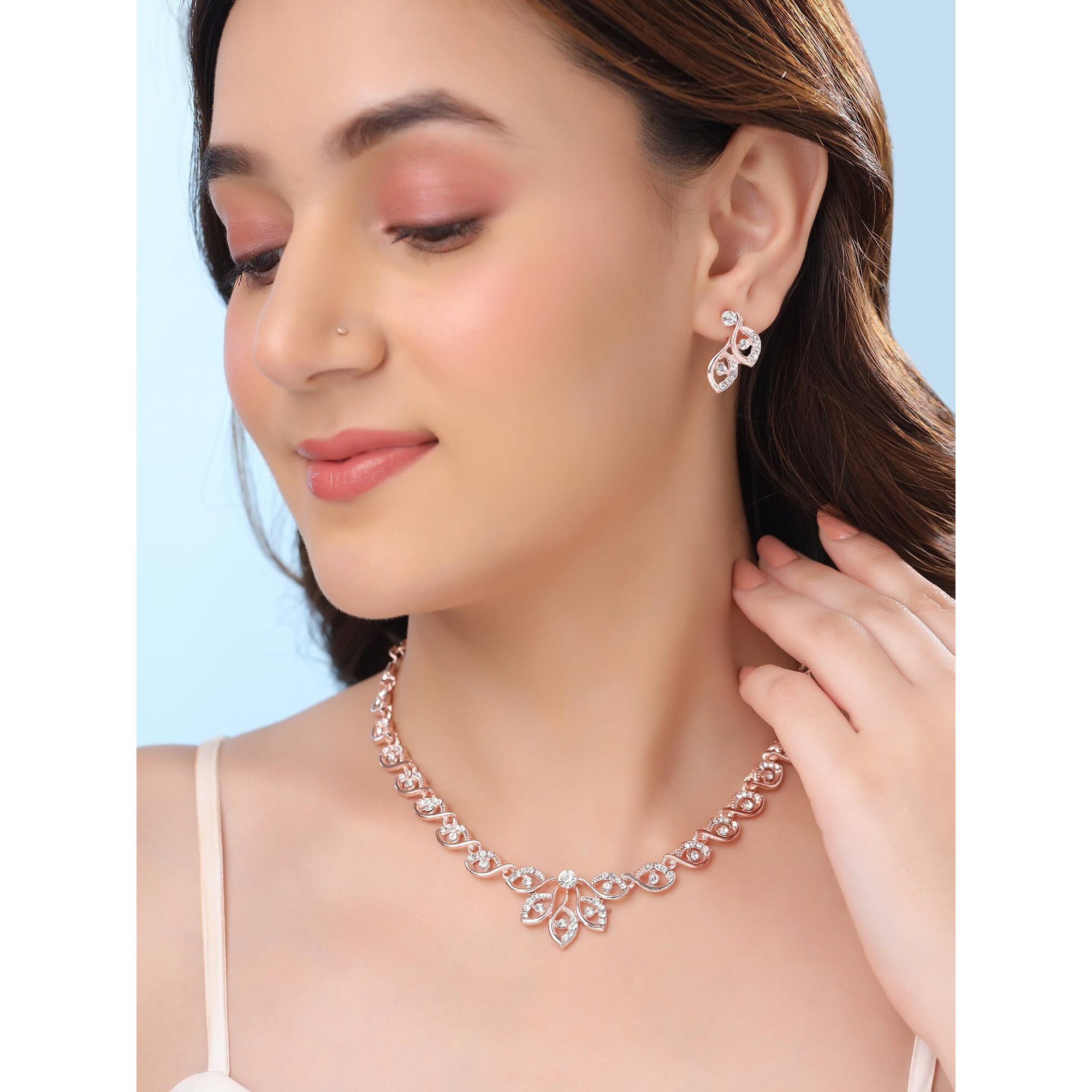 Yellow Chimes Jewellery Set for Women and Girls Crystal Bridal Jewellery Set for Wedding | Bridal Jewellery Set | Birthday Anniversary Gift for Girls & Women (Design 11)