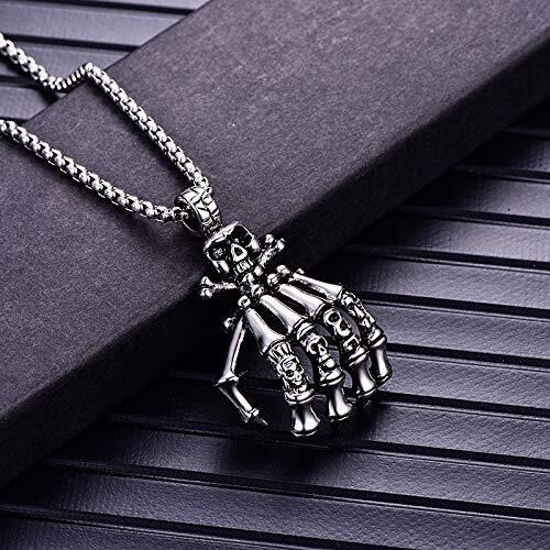 THE MEN THING SKELEHAND - Alloy Pendant with Pure Stainless Steel 24inch Chain for Men, American trending Style - Round Box Chain for Men & Boy