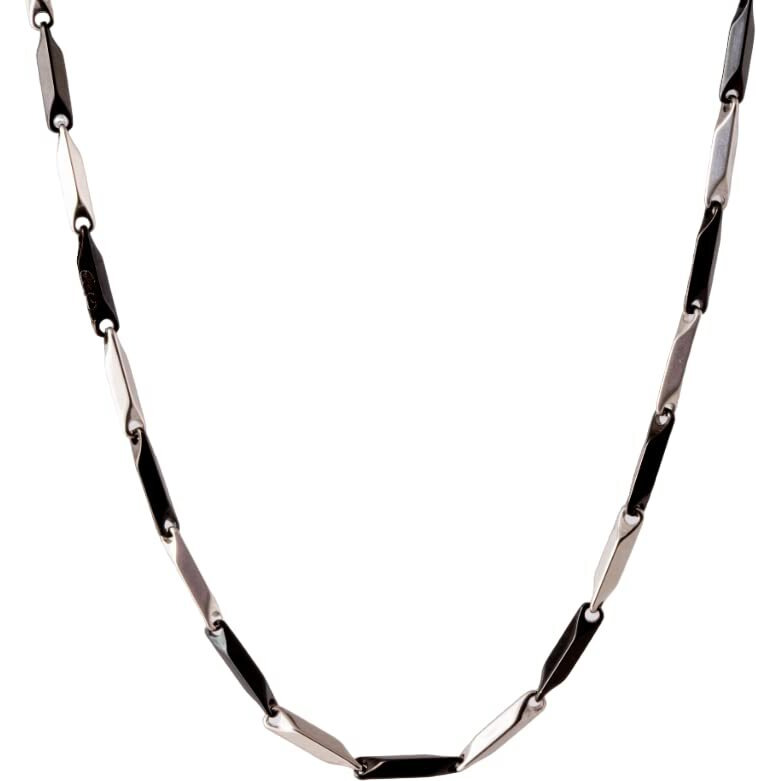 THE MEN THING Pure Stainless Steel Black Silver Rice Chain 24inch - European Trending Style - Necklace for Men & Boy