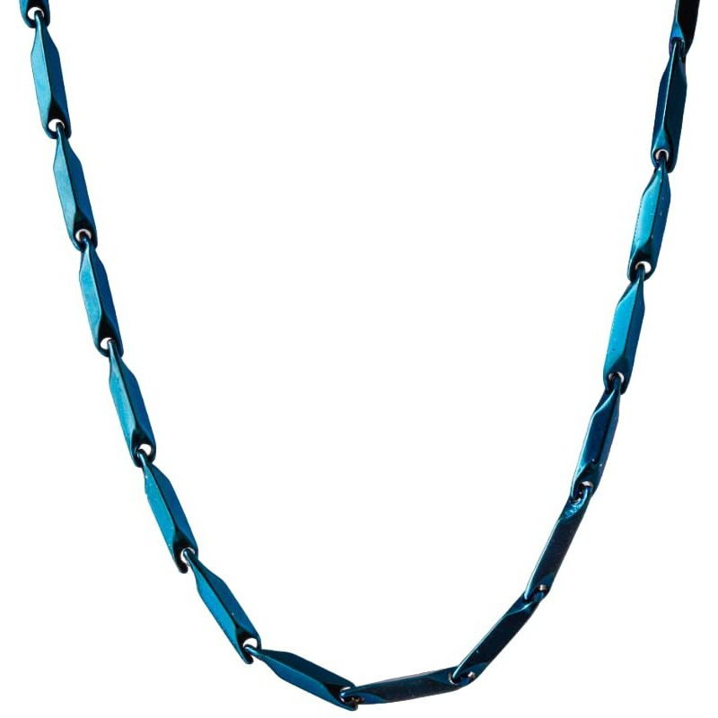 RICE CHAIN BLUE - Pure Stainless Steel 24inch - European Trending Style - Necklace for Men & Boy