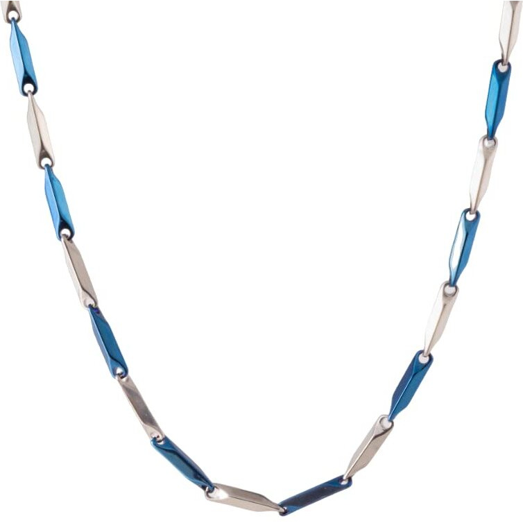 THE MEN THING Pure Stainless Steel Blue Silver Rice Chain 24inch - European Trending Style - Necklace for Men & Boy