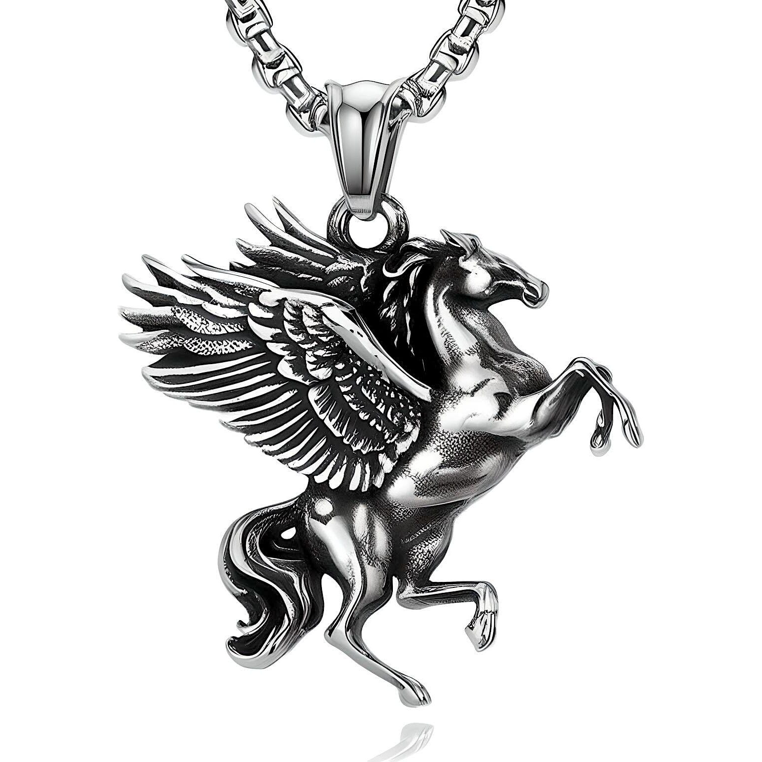 THE MEN THING PEGASUS- Alloy Pendant with Pure Stainless Steel 24inch Round Box Chain for Men, European trending Style for Men & Boy