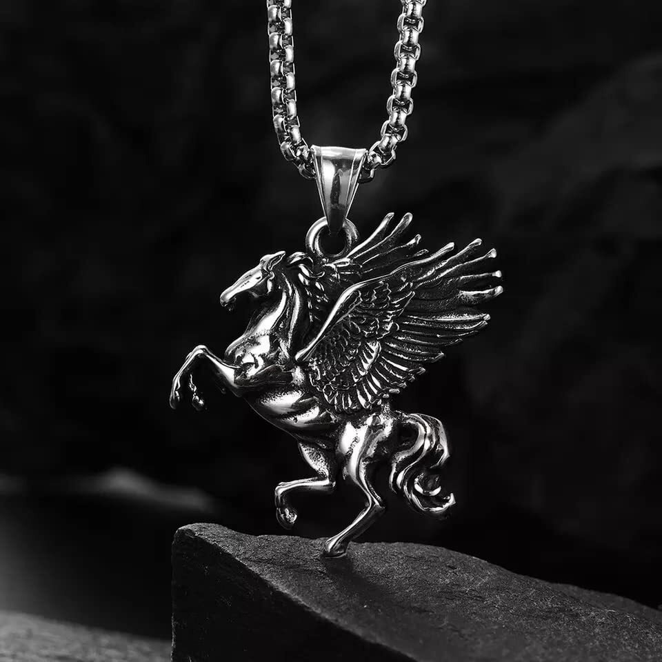 THE MEN THING PEGASUS- Alloy Pendant with Pure Stainless Steel 24inch Round Box Chain for Men, European trending Style for Men & Boy