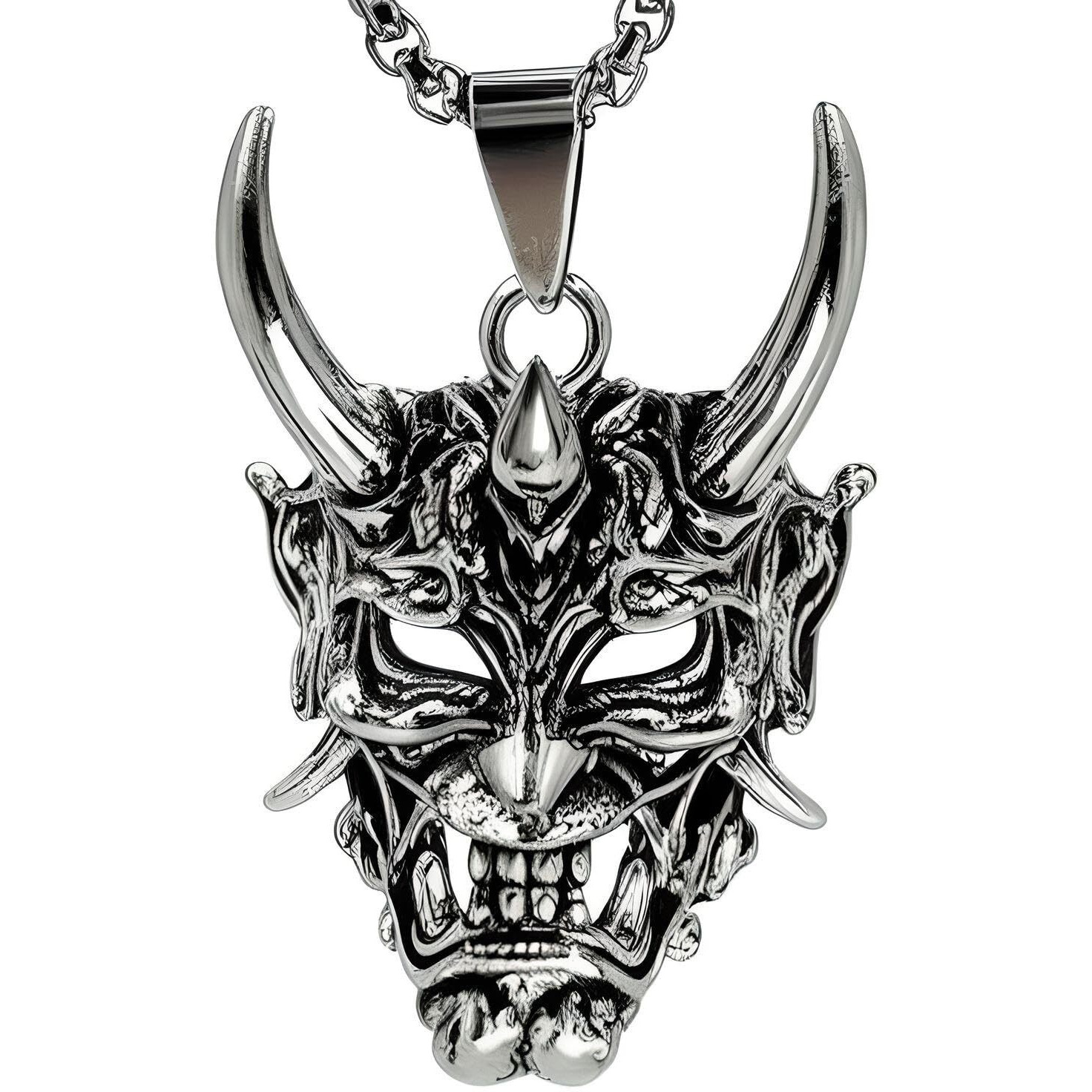 THE MEN THING DEMON MASK - Alloy Pendant with Stainless Steel 24inch Round Box Chain, European trending Style for Men & Boy