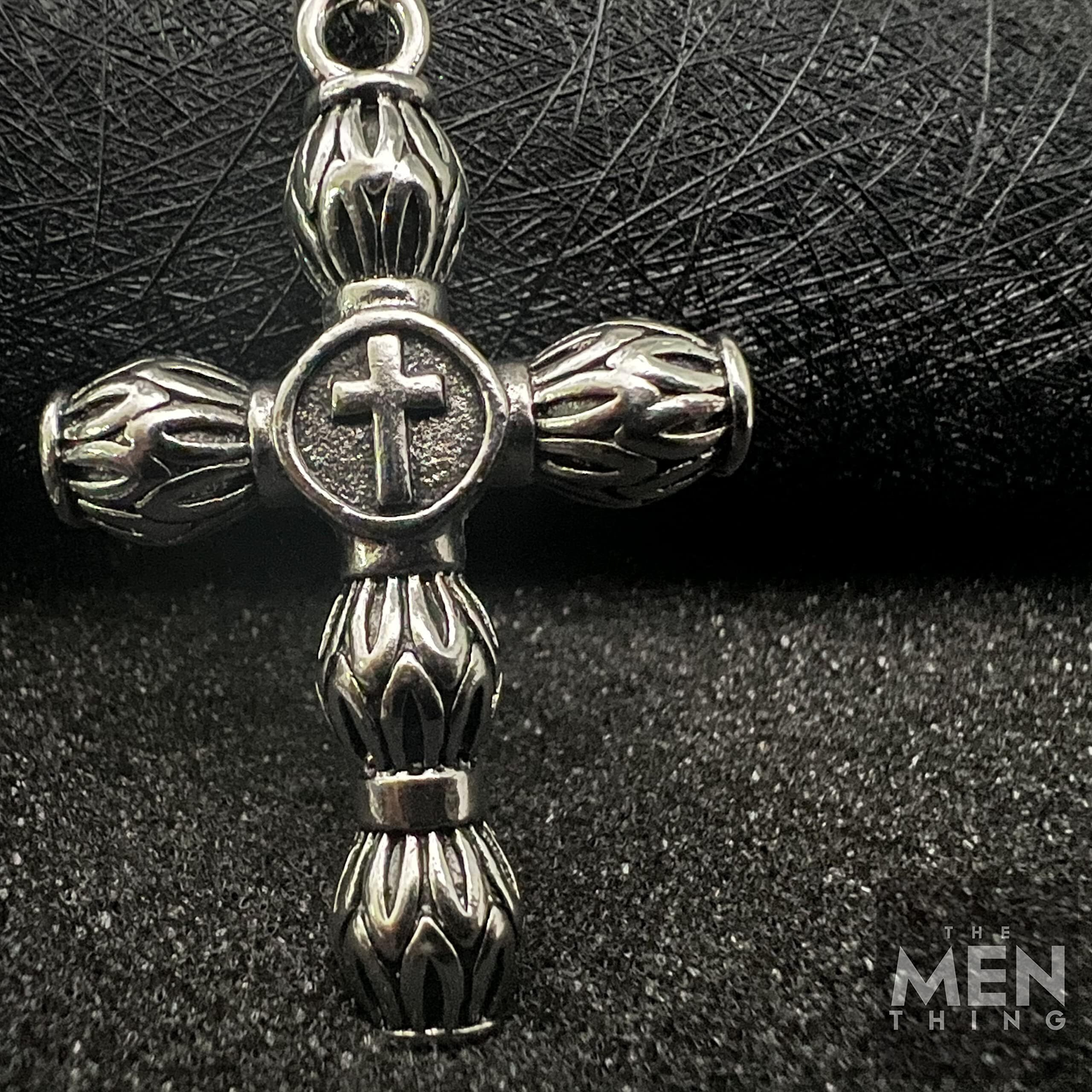 THE MEN THING SIMPLE CROSS - Alloy Pendant with Pure Stainless Steel 24inch Round Box Chain, European trending Style for Men & Boys
