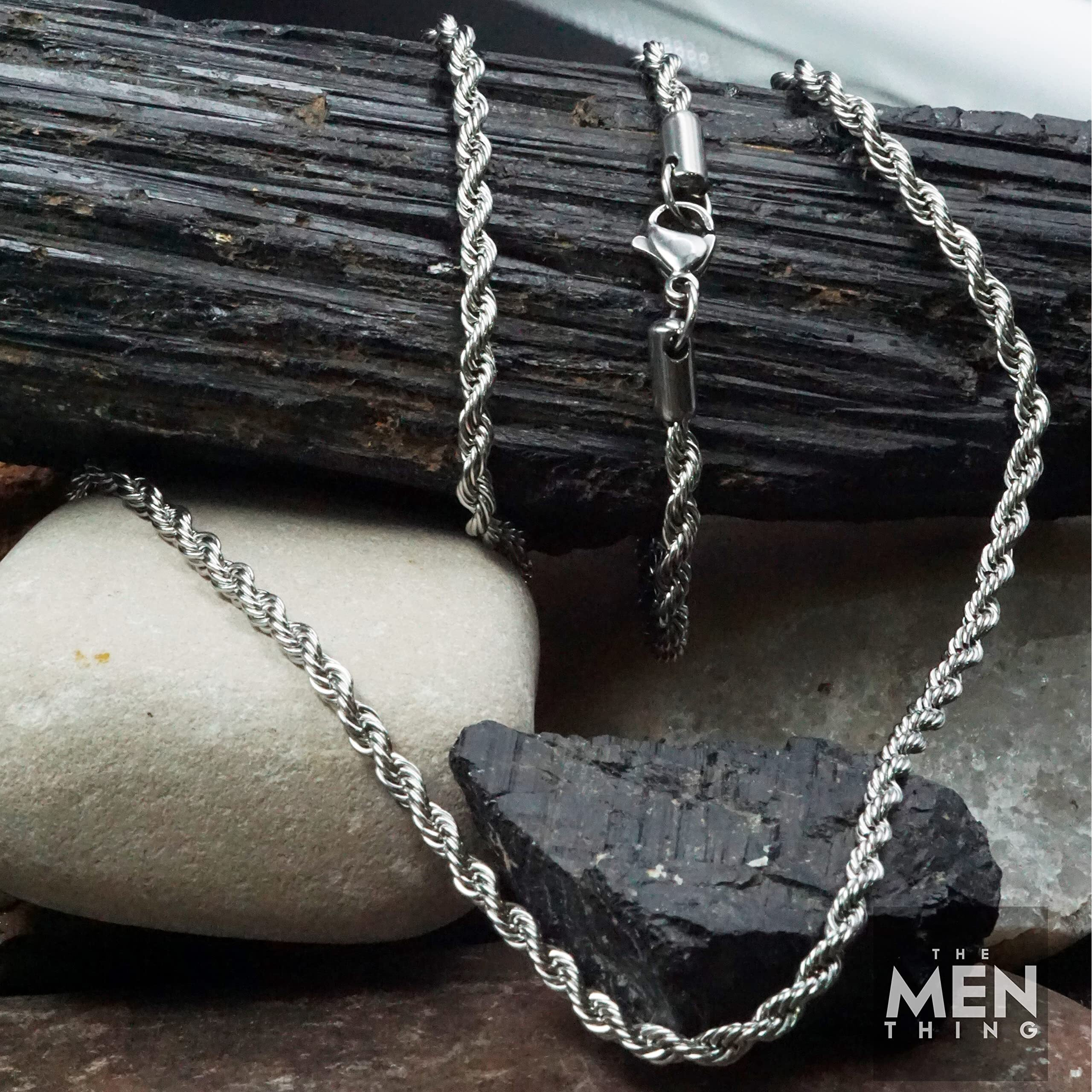 THE MEN THING TWISTED ROPE - 4mm Chain Stainless Steel 24inch for Men & Boys