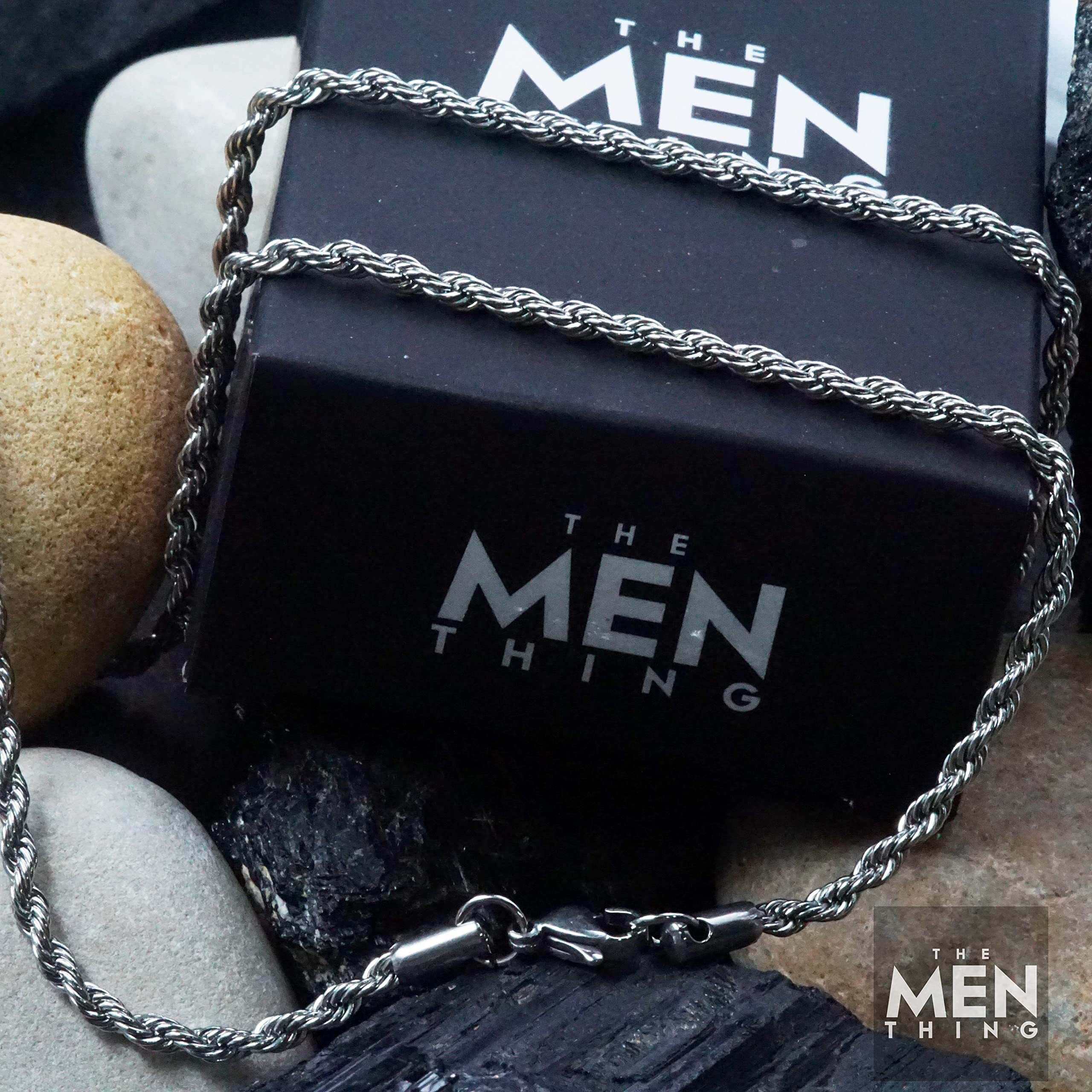 THE MEN THING TWISTED ROPE - 4mm Chain Stainless Steel 24inch for Men & Boys