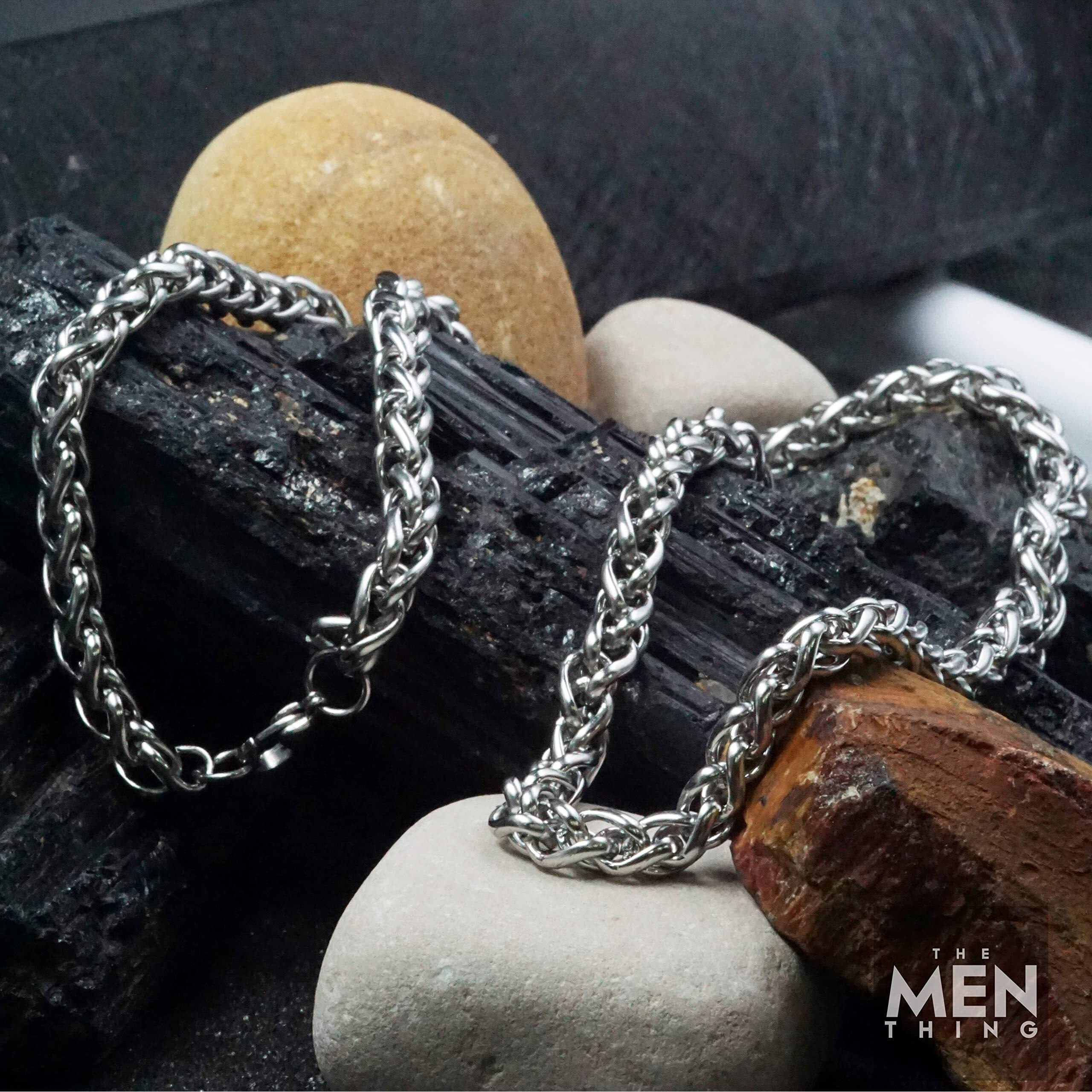 THE MEN THING SPIGA CHAIN- 5mm Chain Stainless Steel 21.5inch for Men & Boys