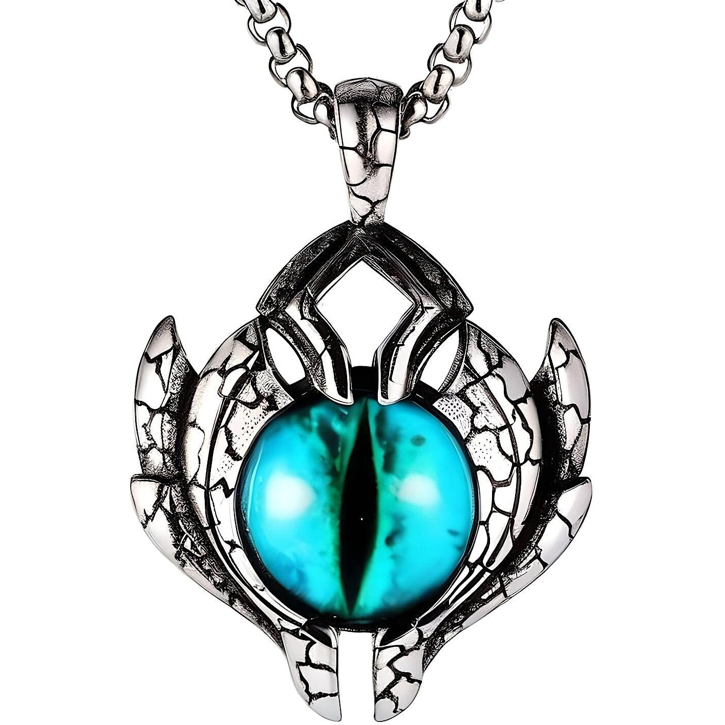 THE MEN THING BLUE EYE PROTECT (A) - Alloy Pendant with Pure Stainless Steel Round Box Chain, European trending Style for Men & Boy (24 inch)