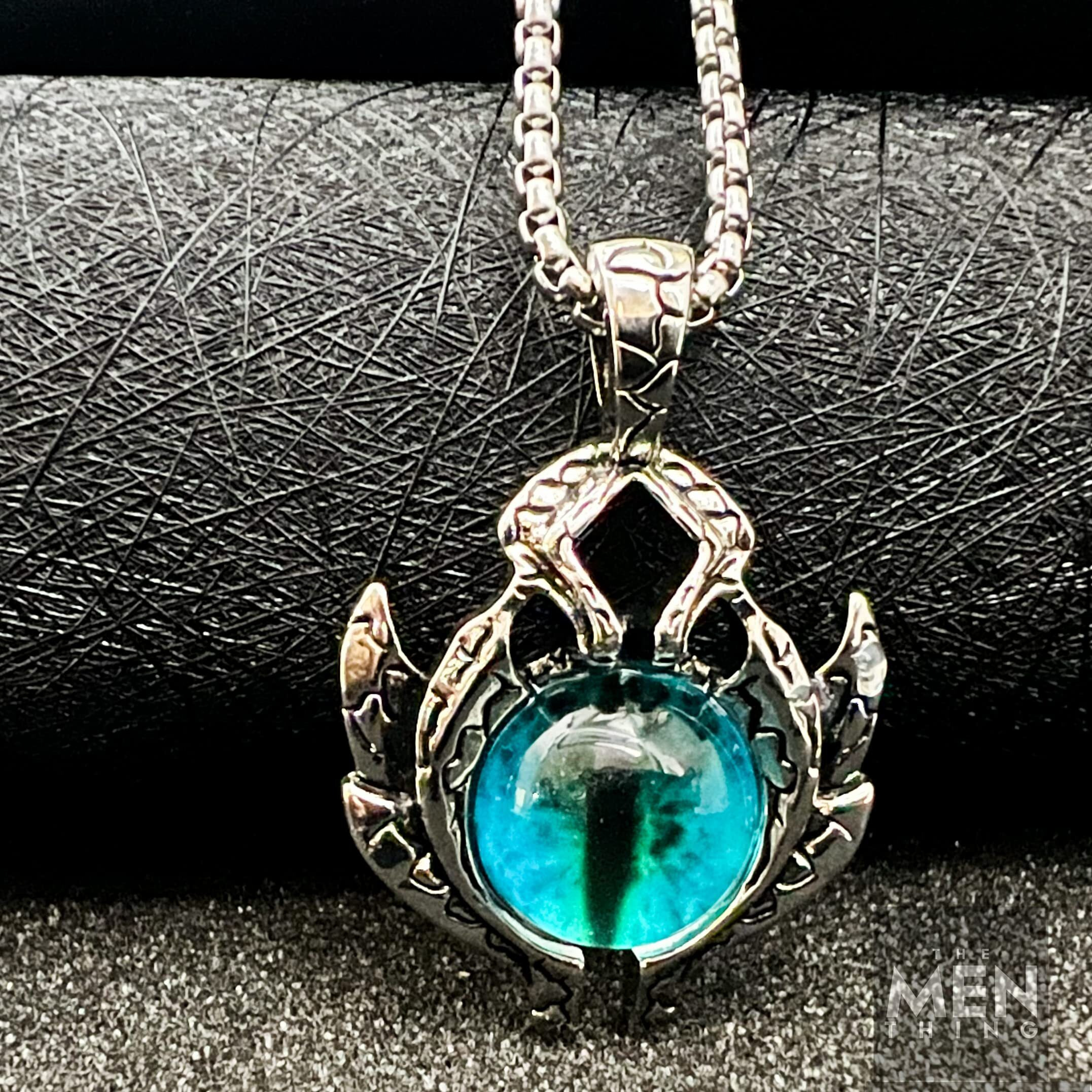 THE MEN THING BLUE EYE PROTECT (A) - Alloy Pendant with Pure Stainless Steel Round Box Chain, European trending Style for Men & Boy (24 inch)