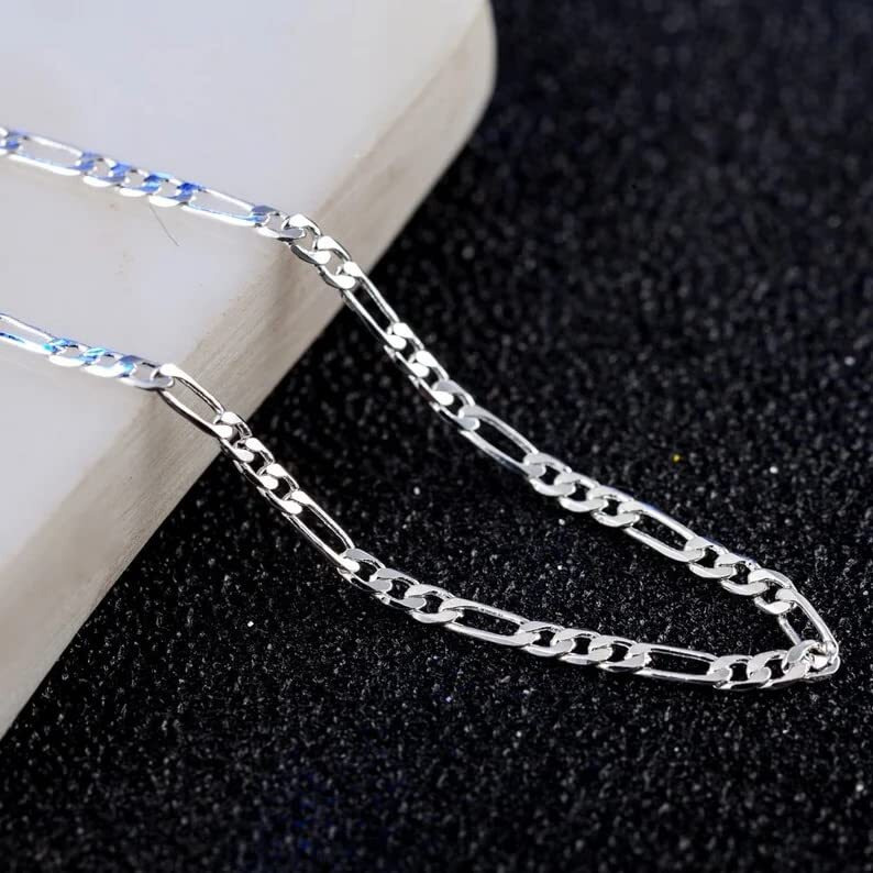 THE MEN THING Chain for Men - 5mm Figaro Italian Style Chain Silver Stainless Steel 24inch for Men & Boys