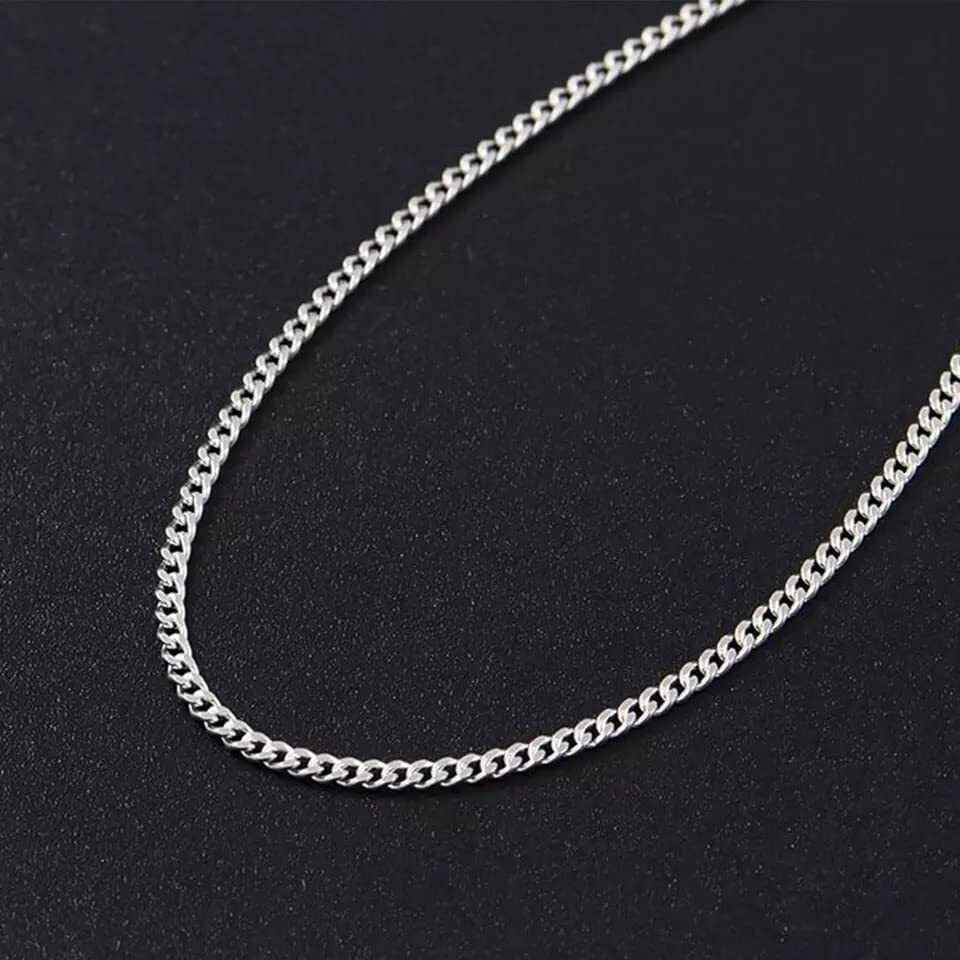 THE MEN THING Chain for Men - 6mm Diamond-Cut Cuban Chain Silver Stainless Steel 21inch for Men & Boys