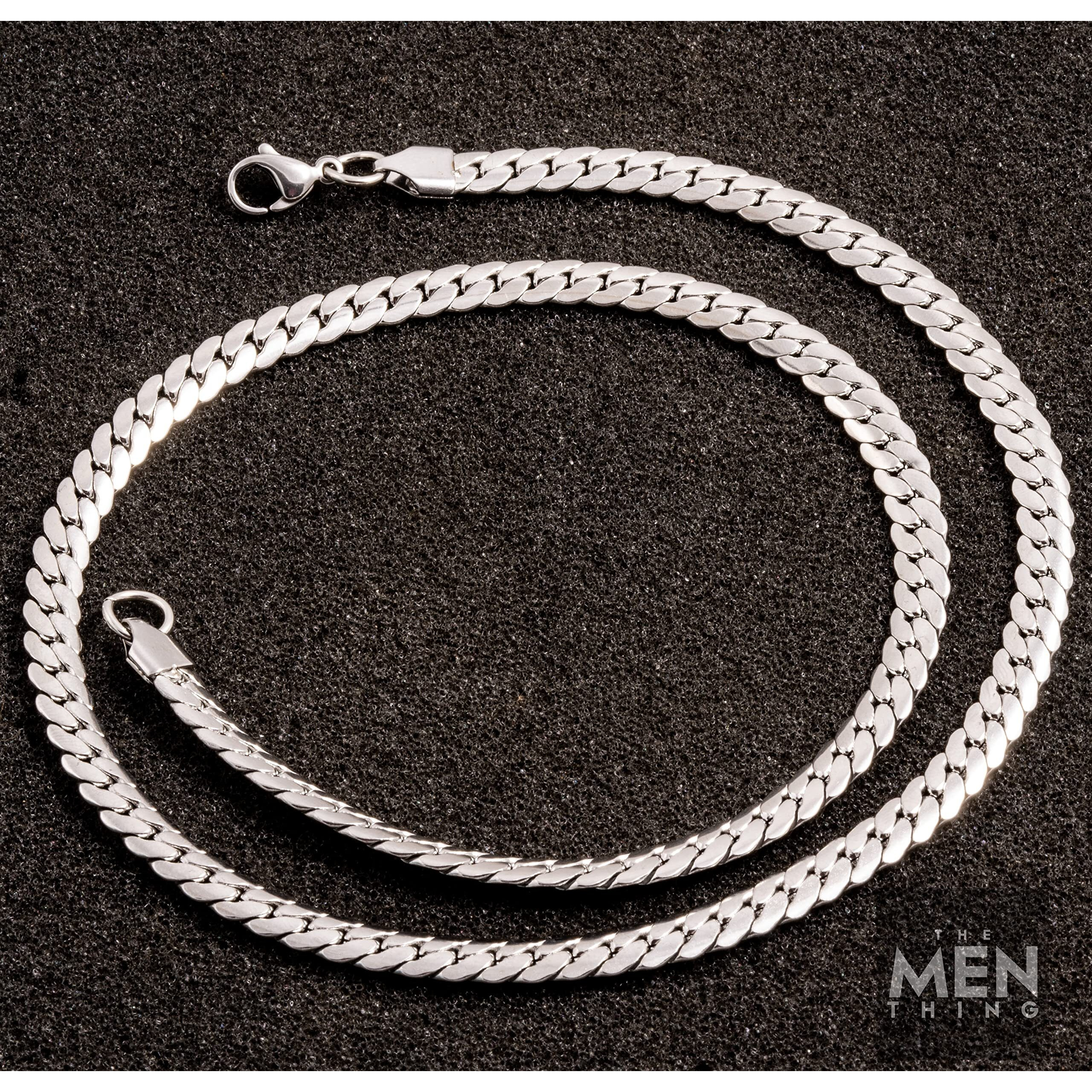 THE MEN THING Chain for Men - 6.2mm Flat Snake Chain Silver Stainless Steel 24inch for Men & Boys