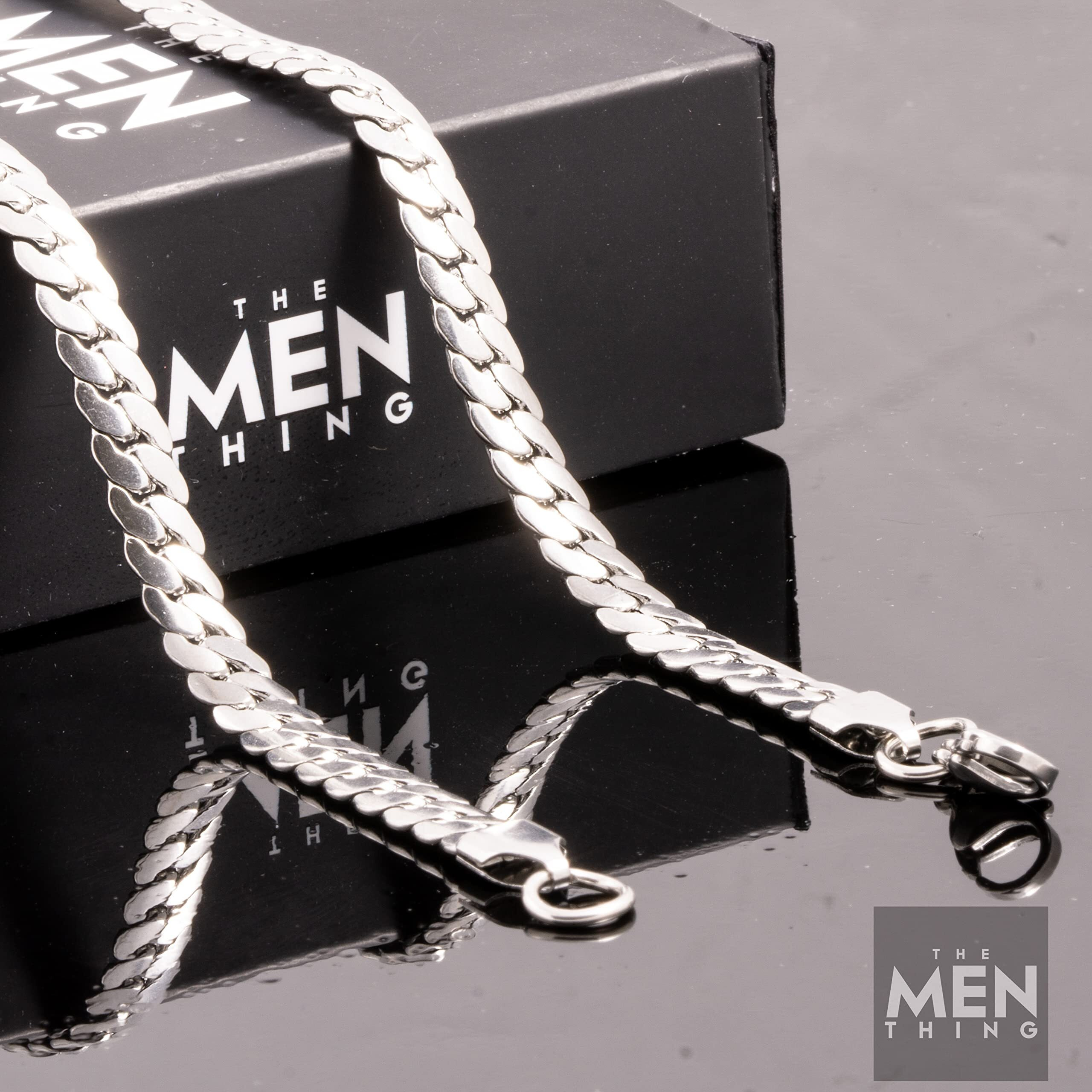 THE MEN THING Chain for Men - 6.2mm Flat Snake Chain Silver Stainless Steel 24inch for Men & Boys