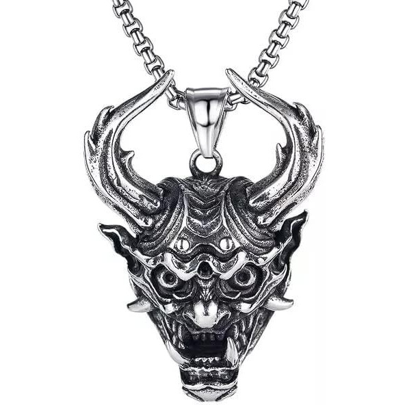 THE MEN THING DEMON TALISMAN - Alloy Pendant with Stainless Steel 24inch Round Box Chain, European trending Style for Men & Boy