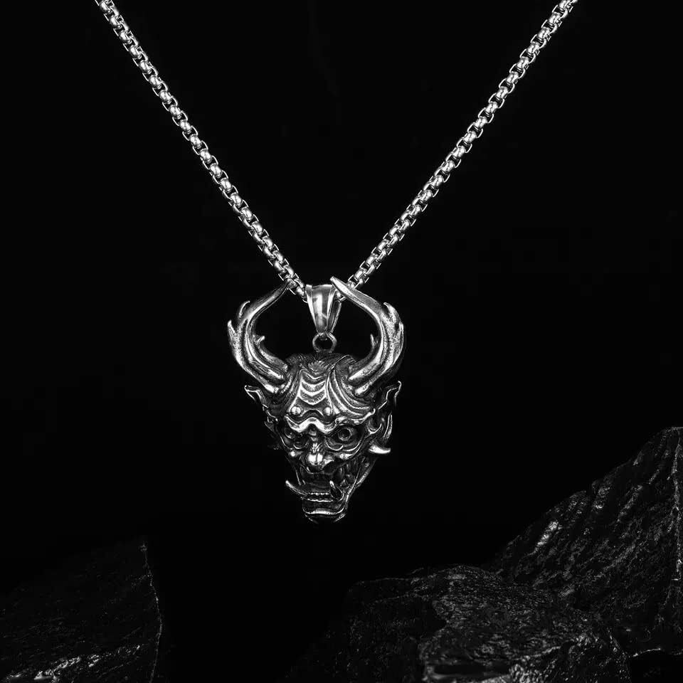 THE MEN THING DEMON TALISMAN - Alloy Pendant with Stainless Steel 24inch Round Box Chain, European trending Style for Men & Boy