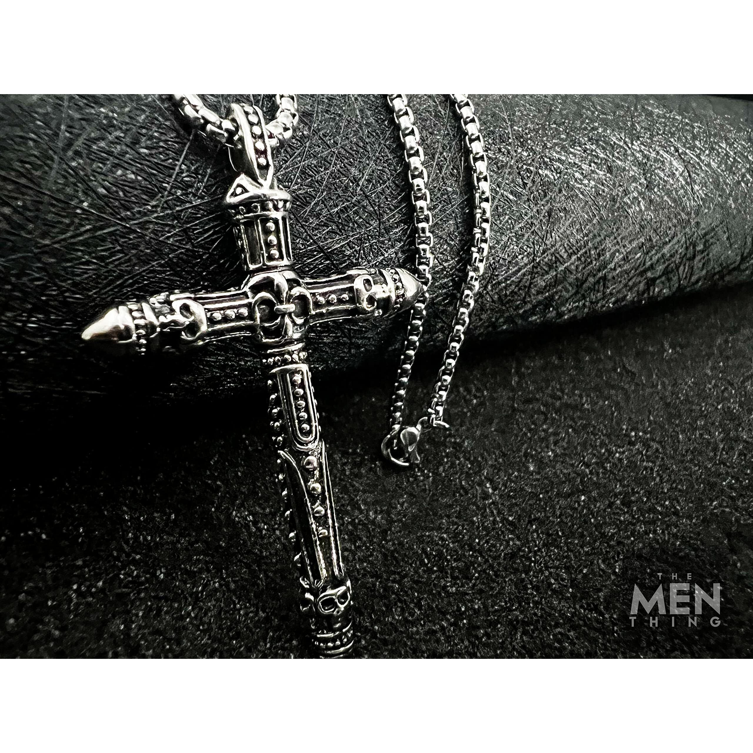 THE MEN THING RED INDIAN CROSS - Alloy Pendant with Pure Stainless Steel 24inch Round Box Chain, Milan trending Style for Men & Boy
