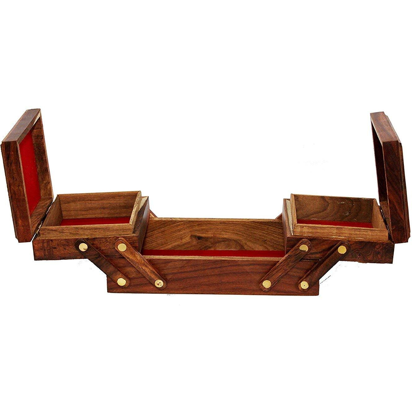 DECORVAIZ Handcraft Wooden Jewellery Box cum Storage Holder and Organiser