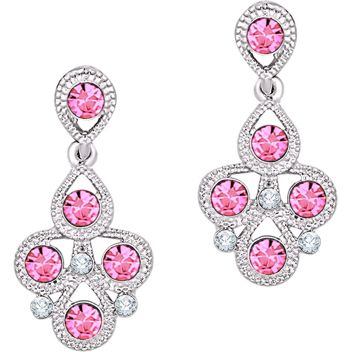Atasi International Pink Diamond Silver Plated Alloy Necklace Set with Earrings For Women (RP5461)